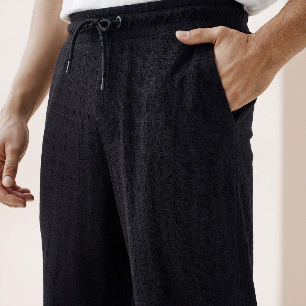 Iconic Regular Fit Textured Flexi Waist Trousers with Pockets-men-clothing-bottoms-trousersandchinos-trousers-image-4
