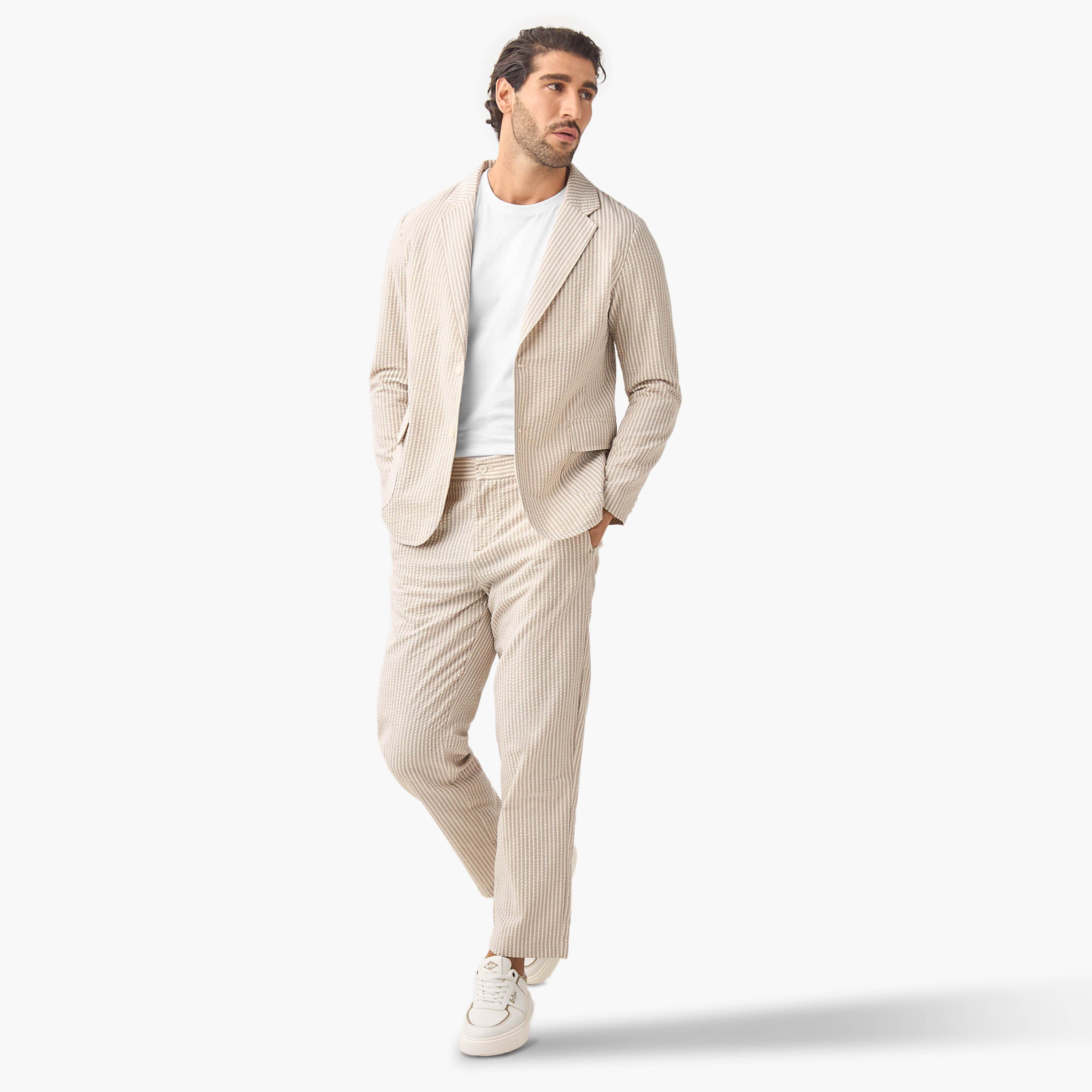 Iconic Seersucker Striped Blazer with Notched Lapel-men-winterwear-jacketsandblazers-image-2