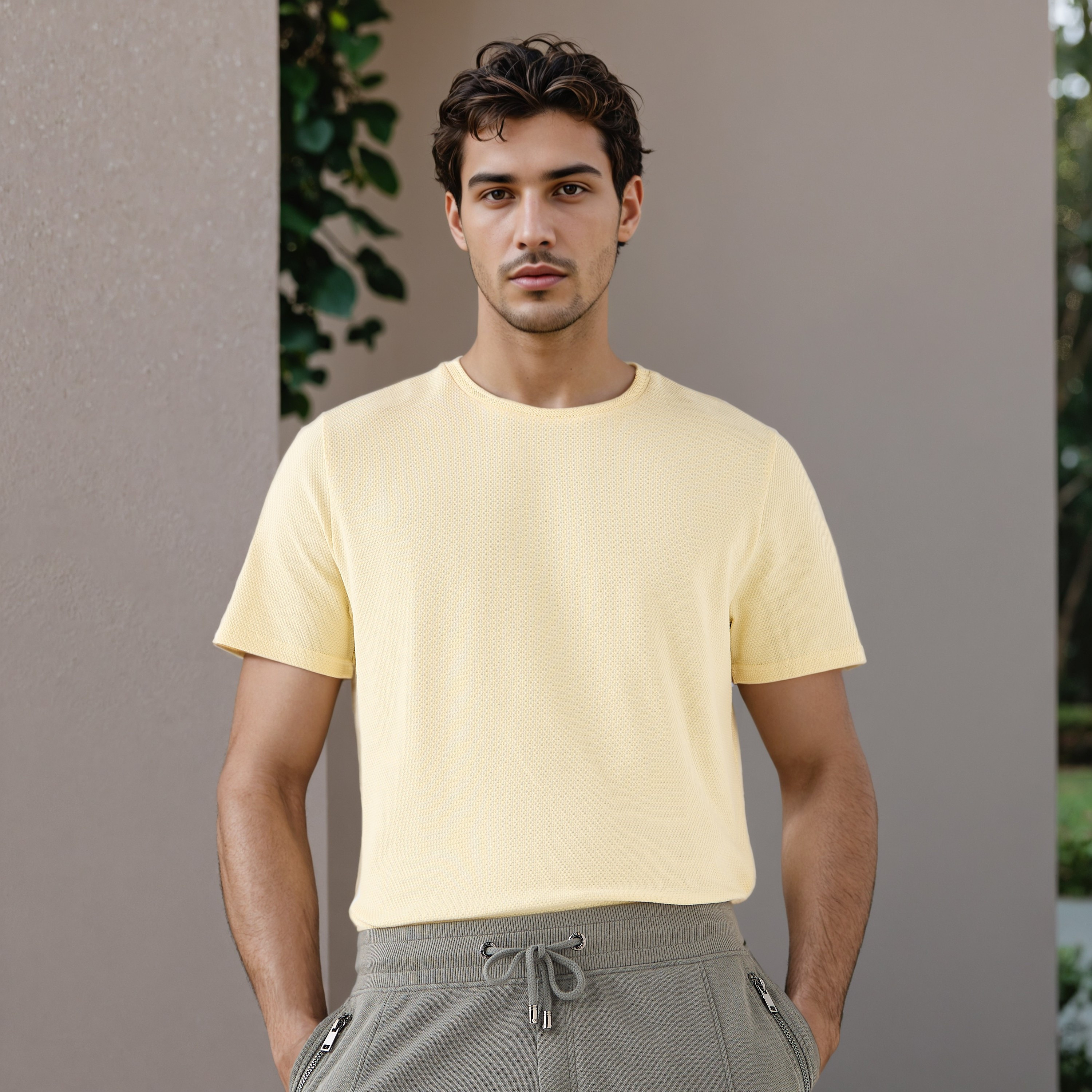 تيشيرت بارز الملمس بقصة عادية من بوب كورن-men-clothing-tshirtsandpolos-tshirts-image-1