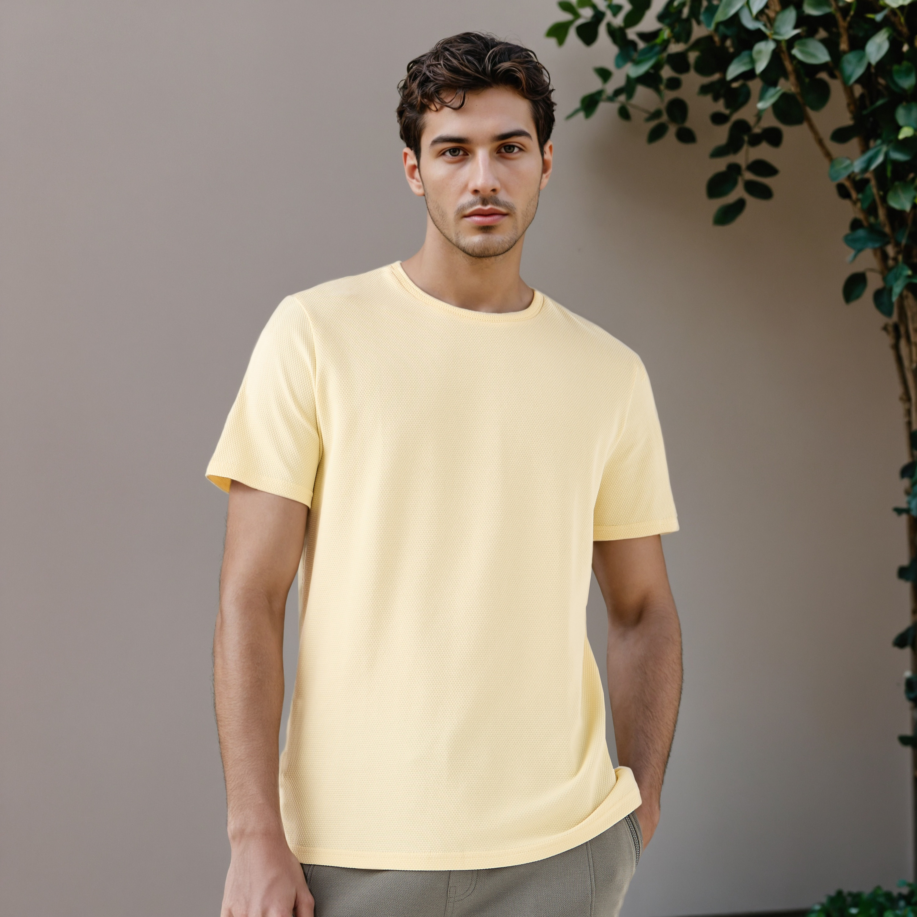 تيشيرت بارز الملمس بقصة عادية من بوب كورن-men-clothing-tshirtsandpolos-tshirts-image-4