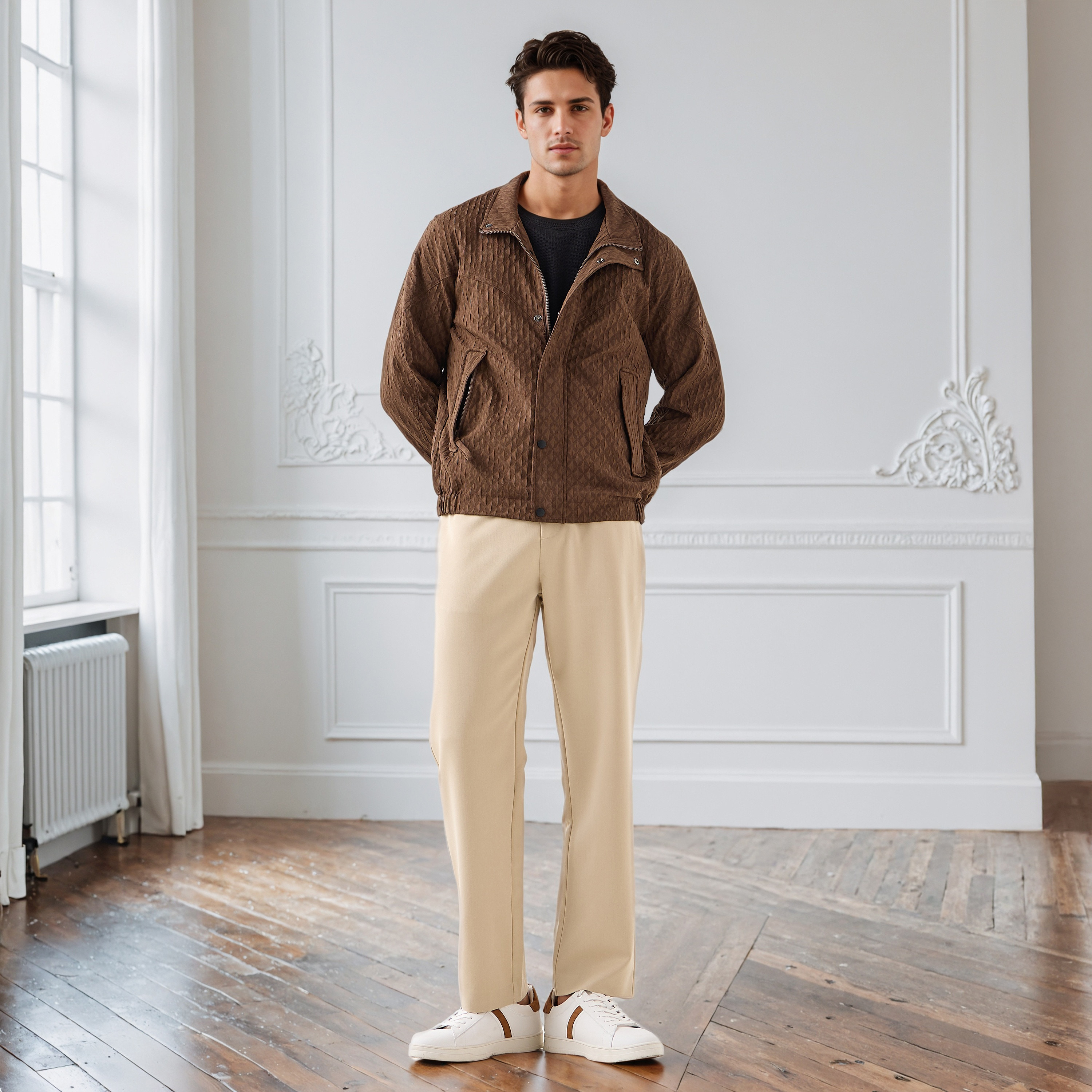Iconic Men's Regular Fit Jacquard High Neck Jacket-men-clothing-jacketsandblazers-jackets-image-2
