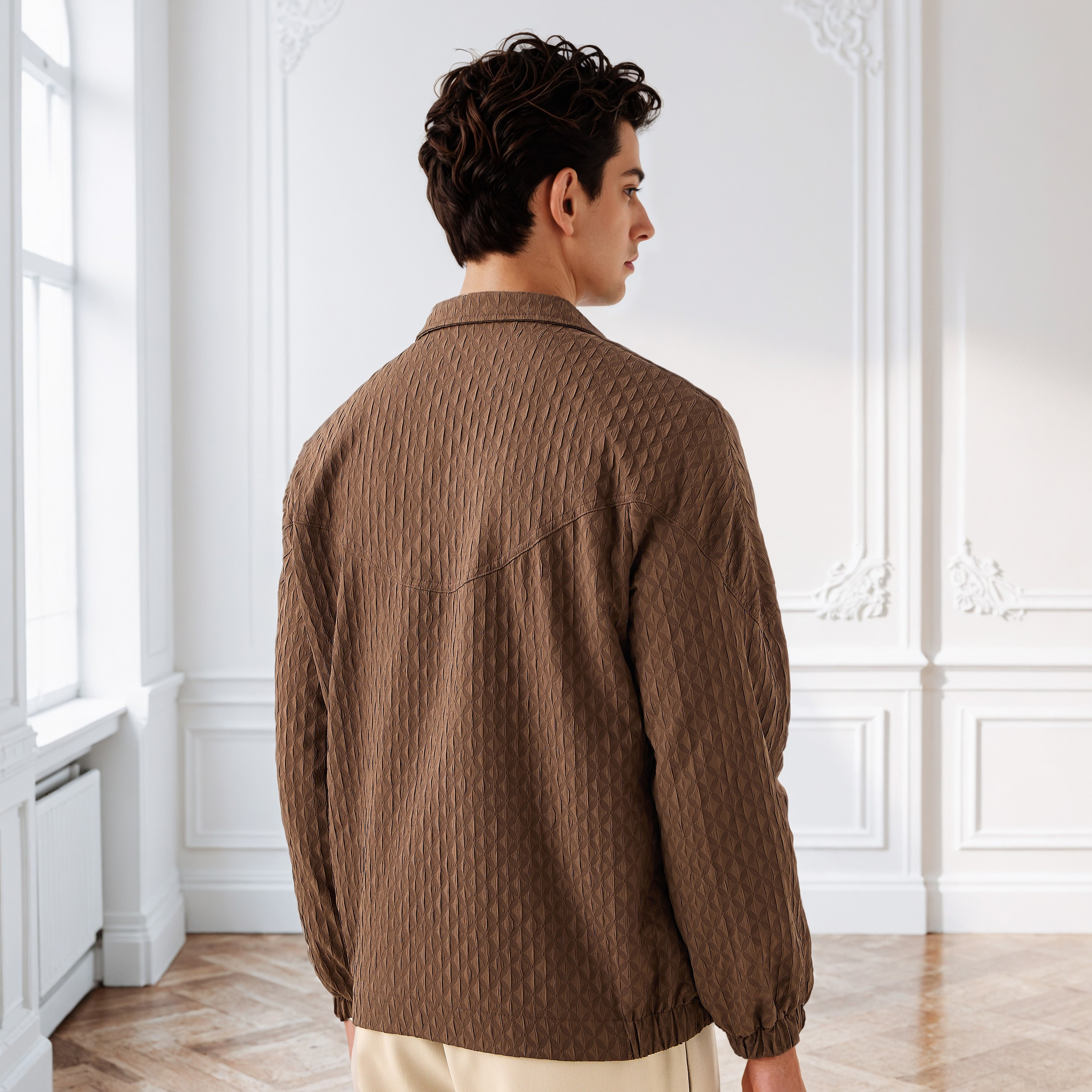 Iconic Men's Regular Fit Jacquard High Neck Jacket-men-clothing-jacketsandblazers-jackets-image-3