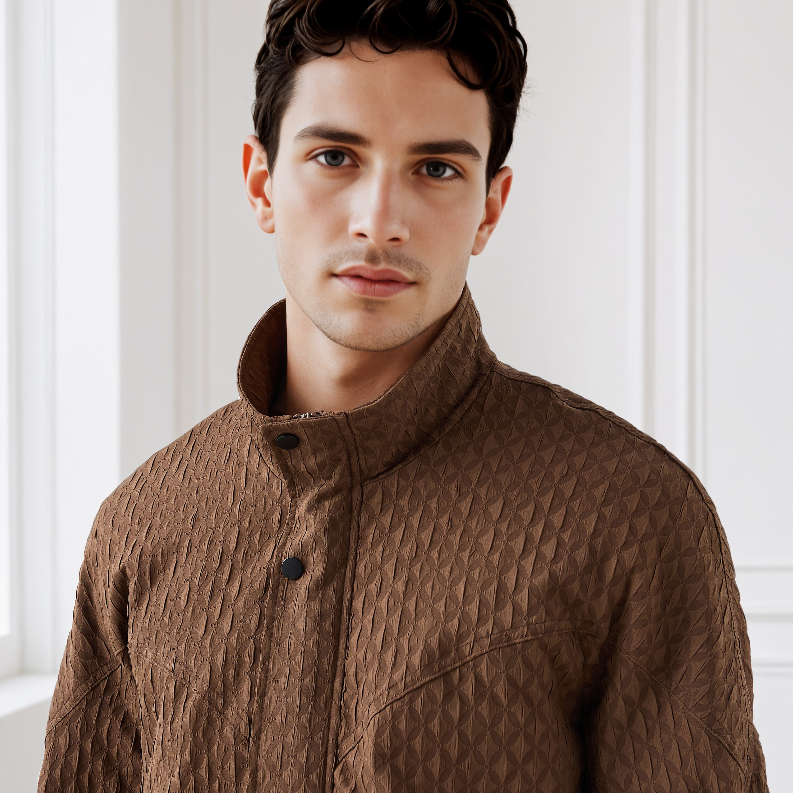 Iconic Men's Regular Fit Jacquard High Neck Jacket-men-clothing-jacketsandblazers-jackets-image-4