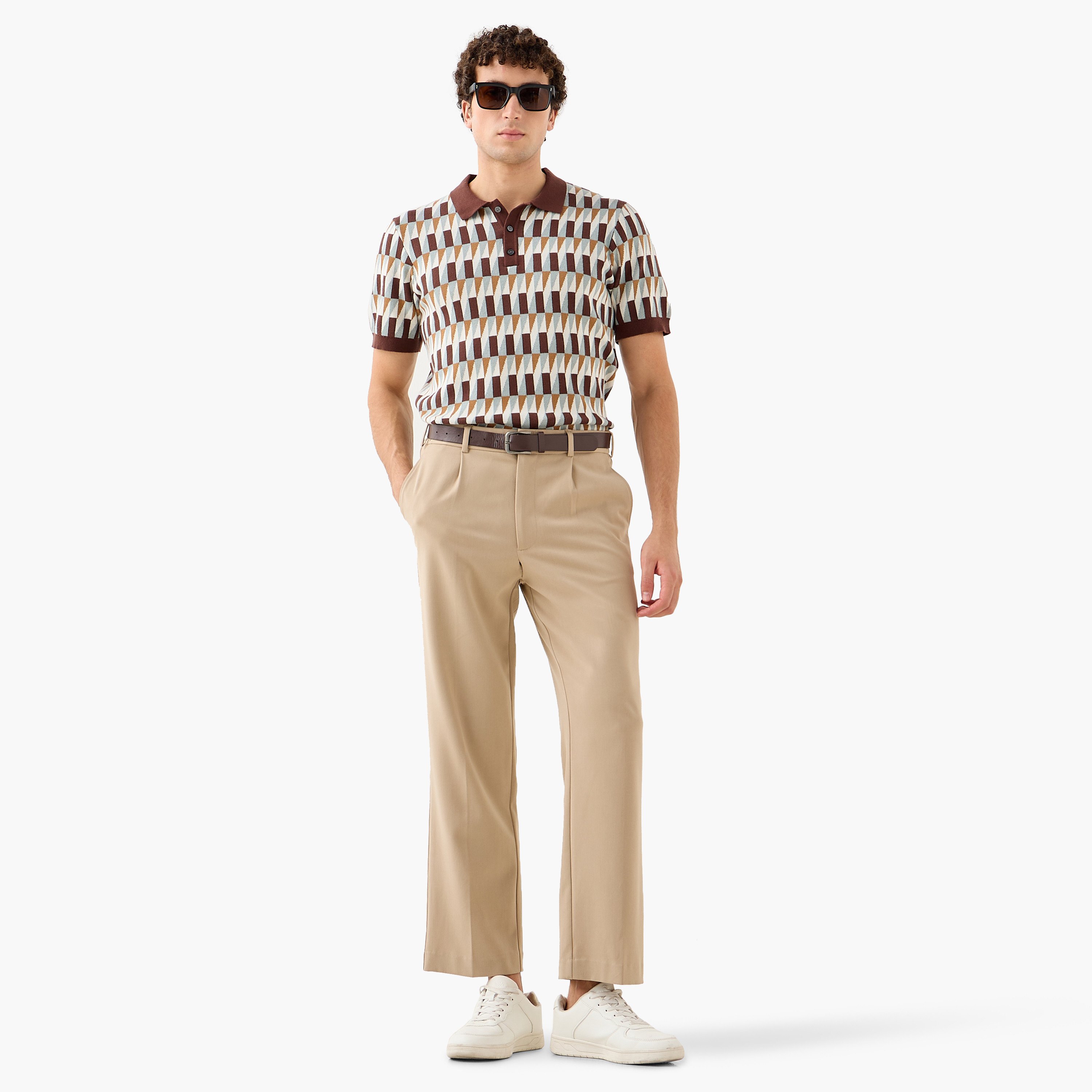 تيشيرت بولو جاكار بارز الملمس من آيكونيك-men-clothing-tshirtsandpolos-polos-image-2