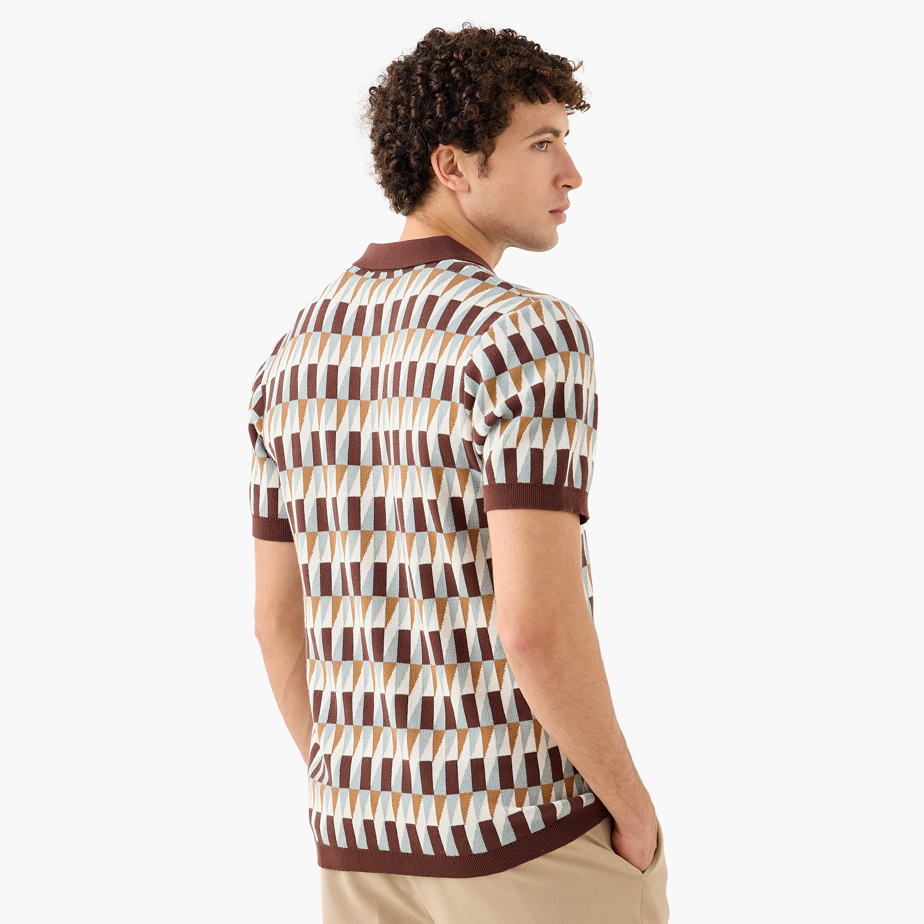 تيشيرت بولو جاكار بارز الملمس من آيكونيك-men-clothing-tshirtsandpolos-polos-image-3
