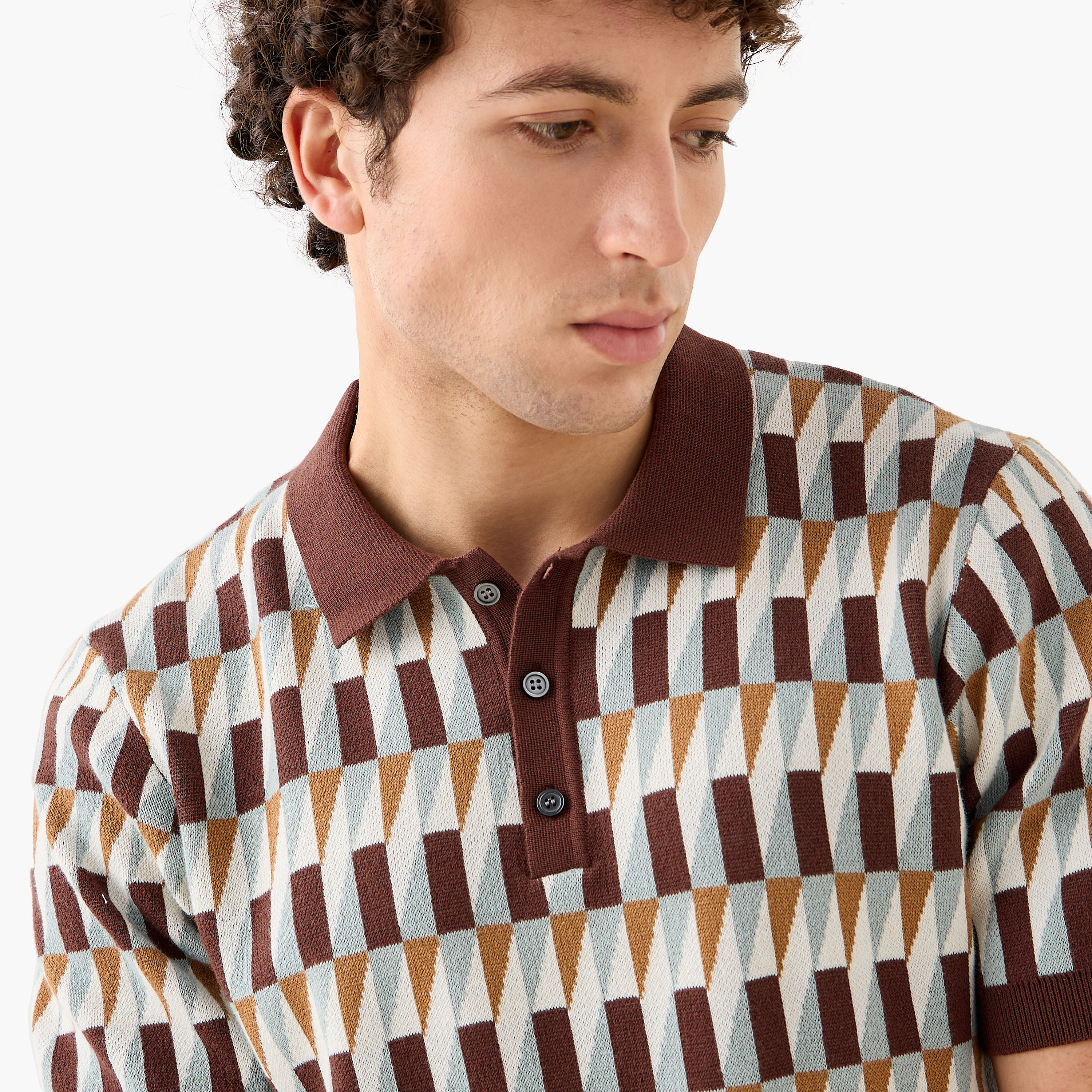 تيشيرت بولو جاكار بارز الملمس من آيكونيك-men-clothing-tshirtsandpolos-polos-image-4