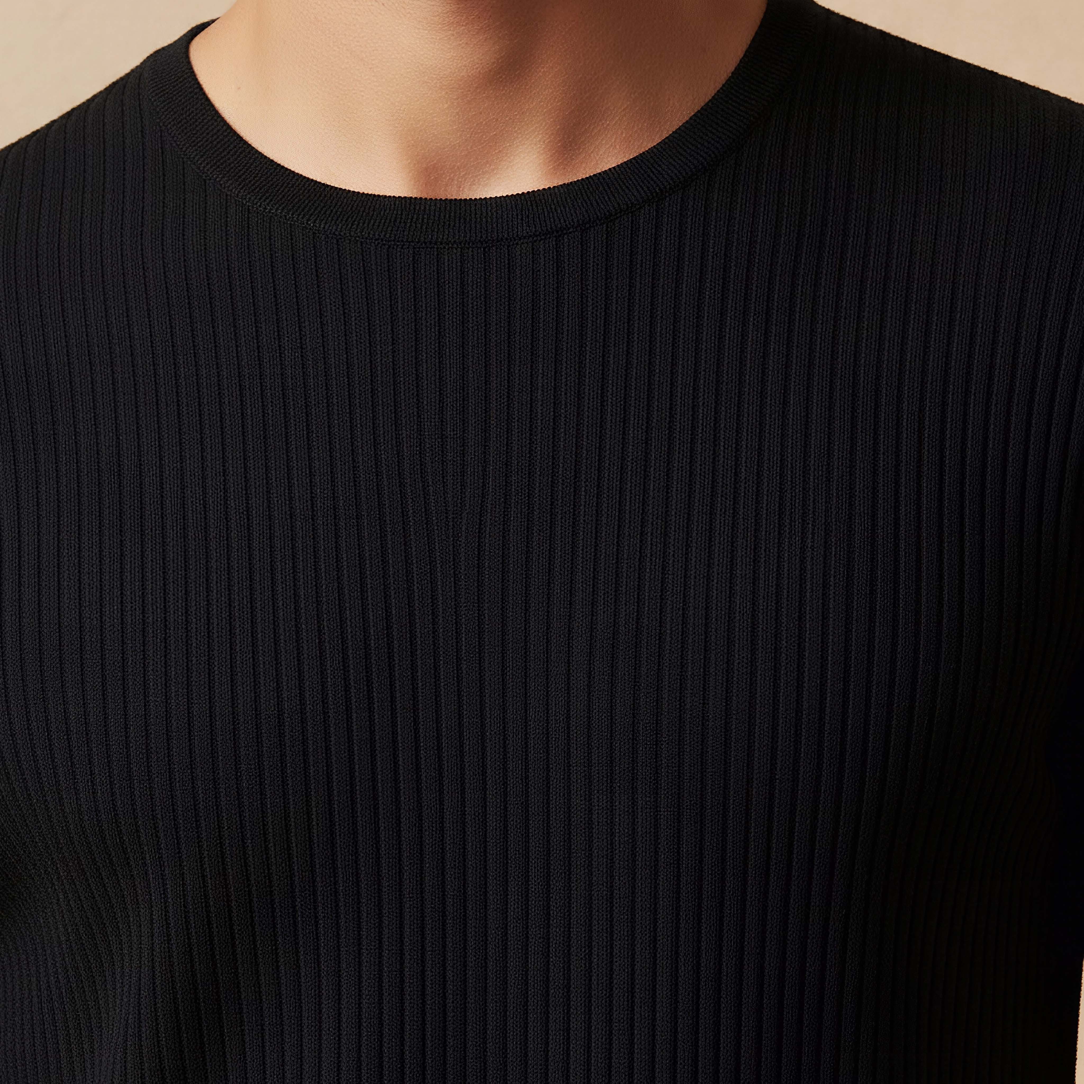 تيشيرت بارز الملمس بياقة ضيقة من آيكونيك-men-clothing-tshirtsandpolos-tshirts-image-4