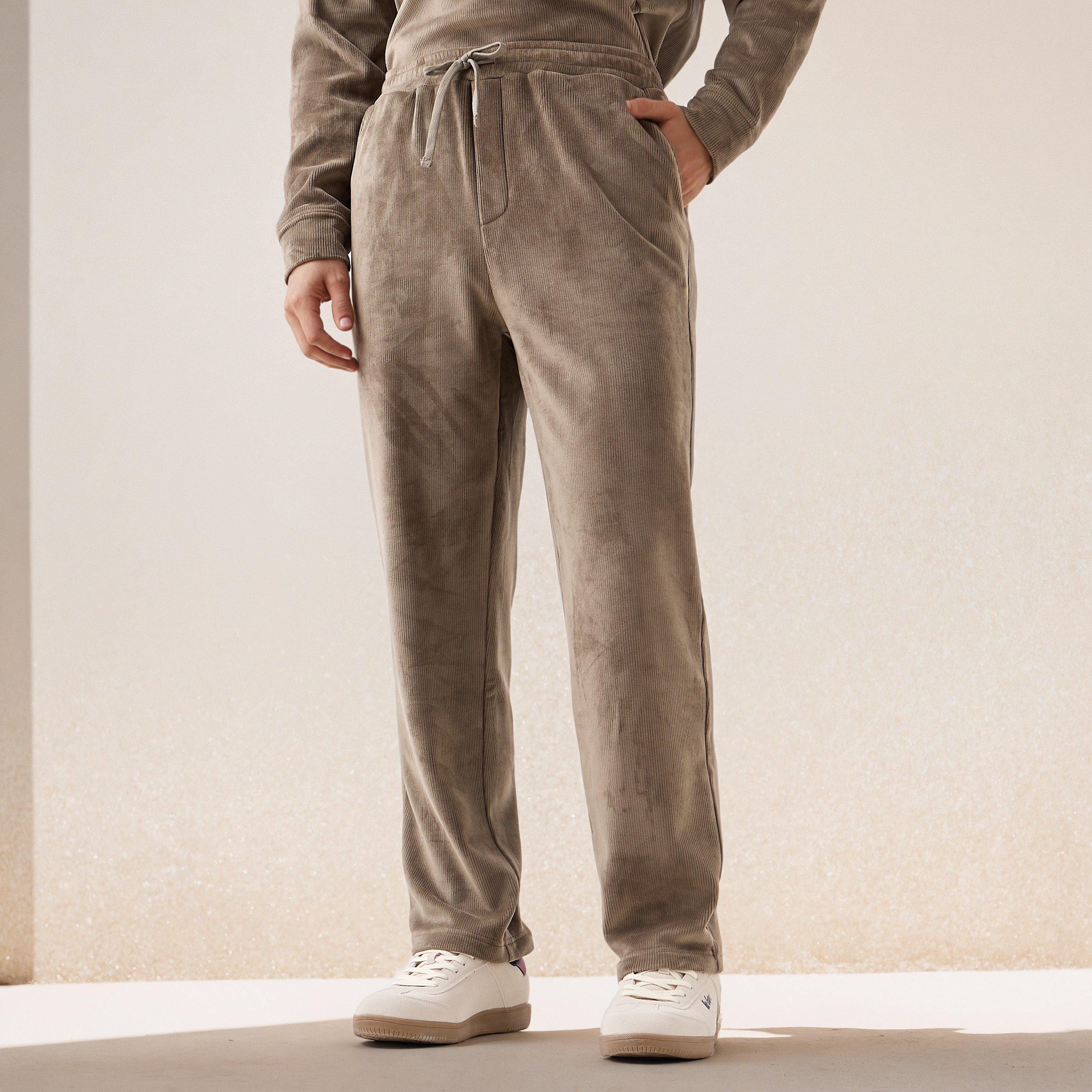 Iconic Regular Fit Corduroy Flexi Waist Pants with Pockets-men-clothing-bottoms-trousersandchinos-trousers-image-1