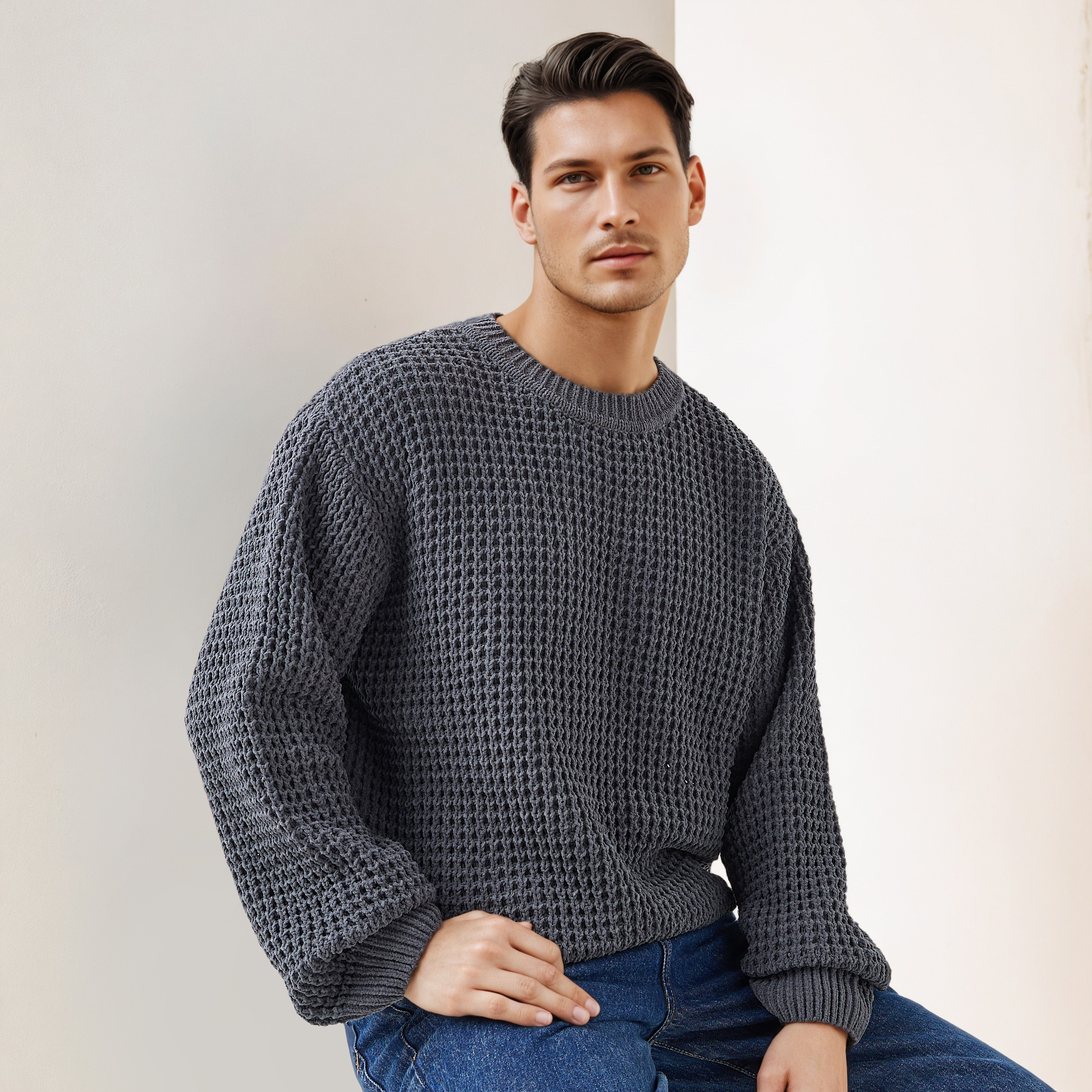 Iconic Derby Textured Sweatshirt-men-winterwear-hoodiesandsweatshirts-image-1