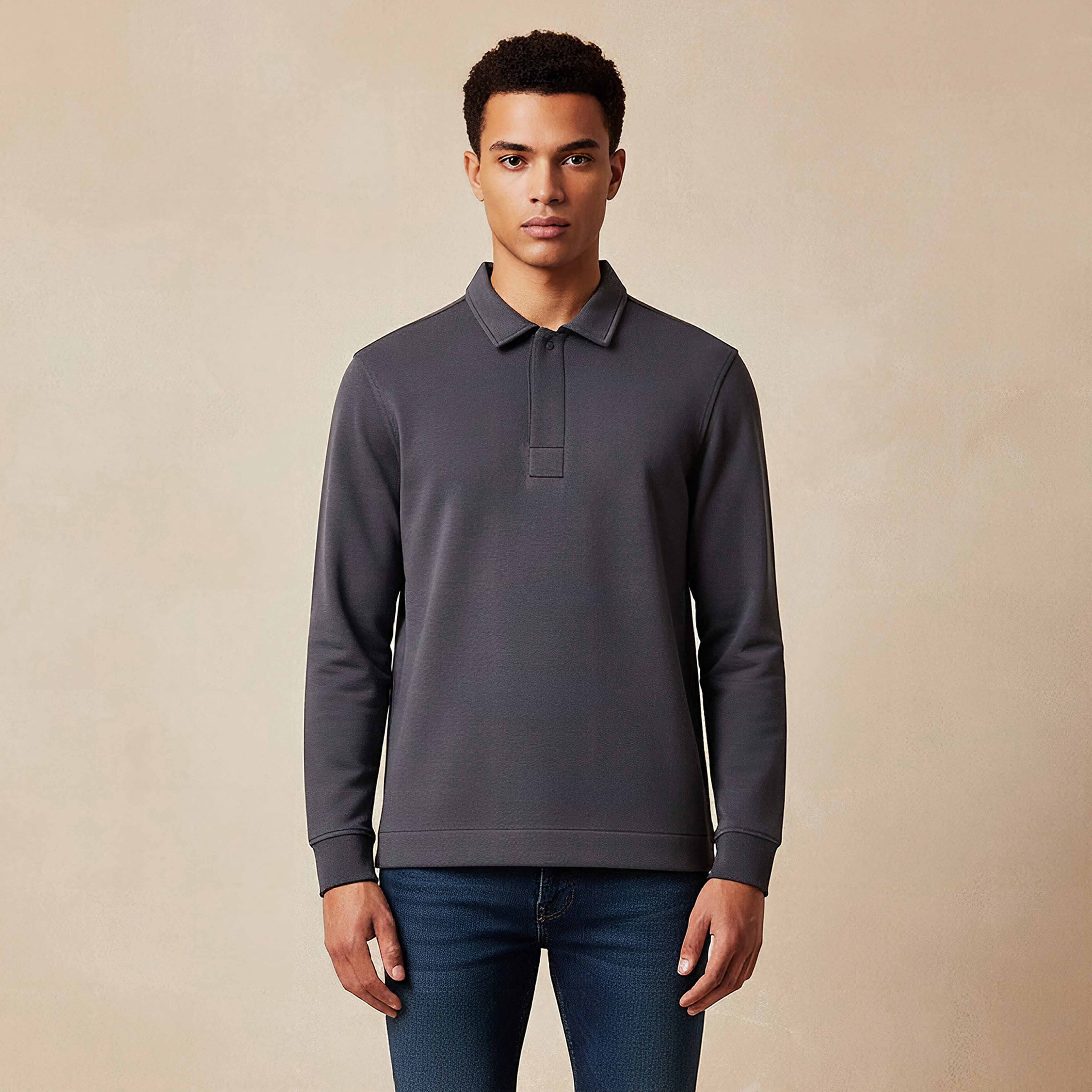 كنزة بارزة الملمس بياقة بولو وأكمام طويلة من آيكونيك-men-clothing-sweatersandpullovers-image-6