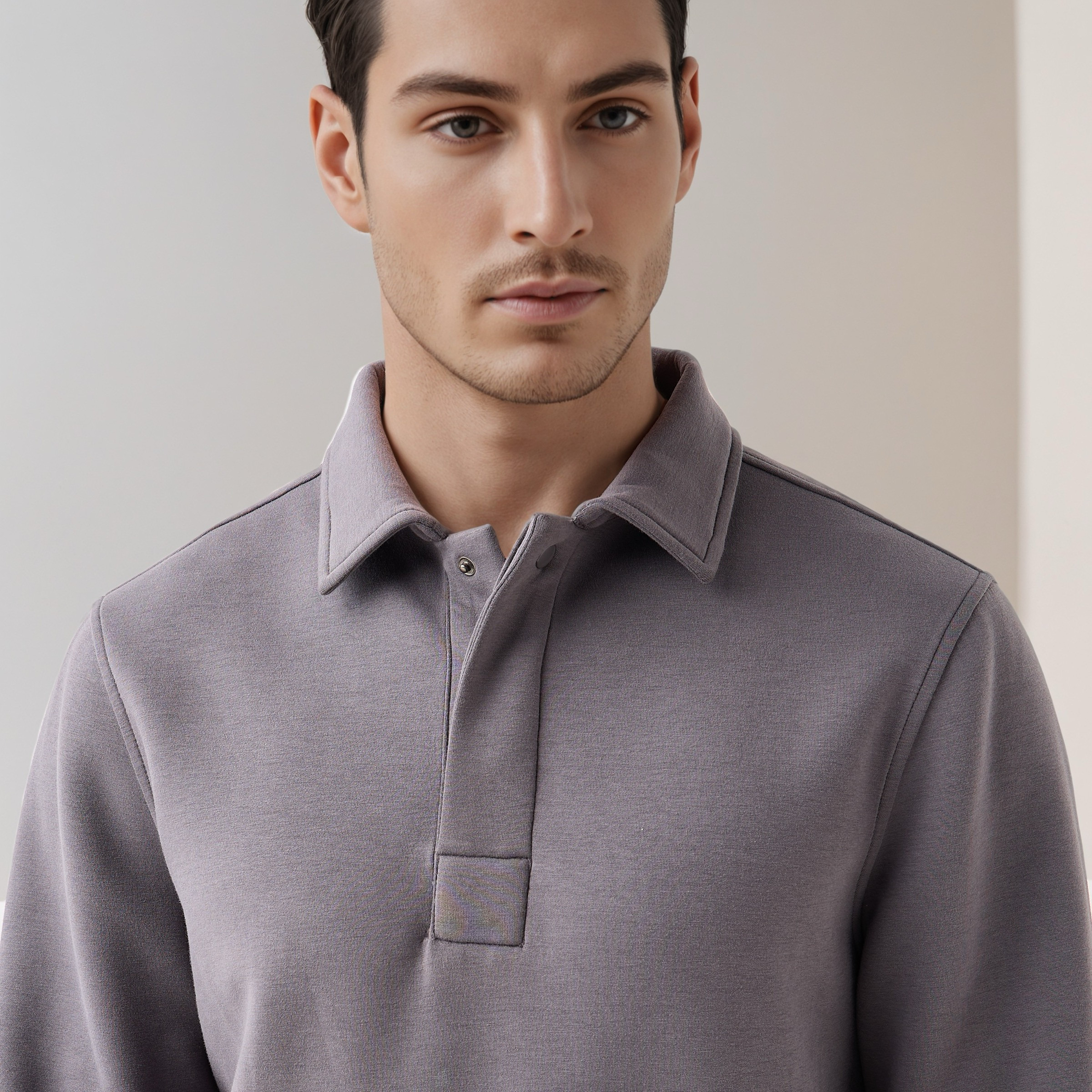 Iconic Textured Polo Collar Sweater with Long Sleeves-men-clothing-sweatersandpullovers-image-6