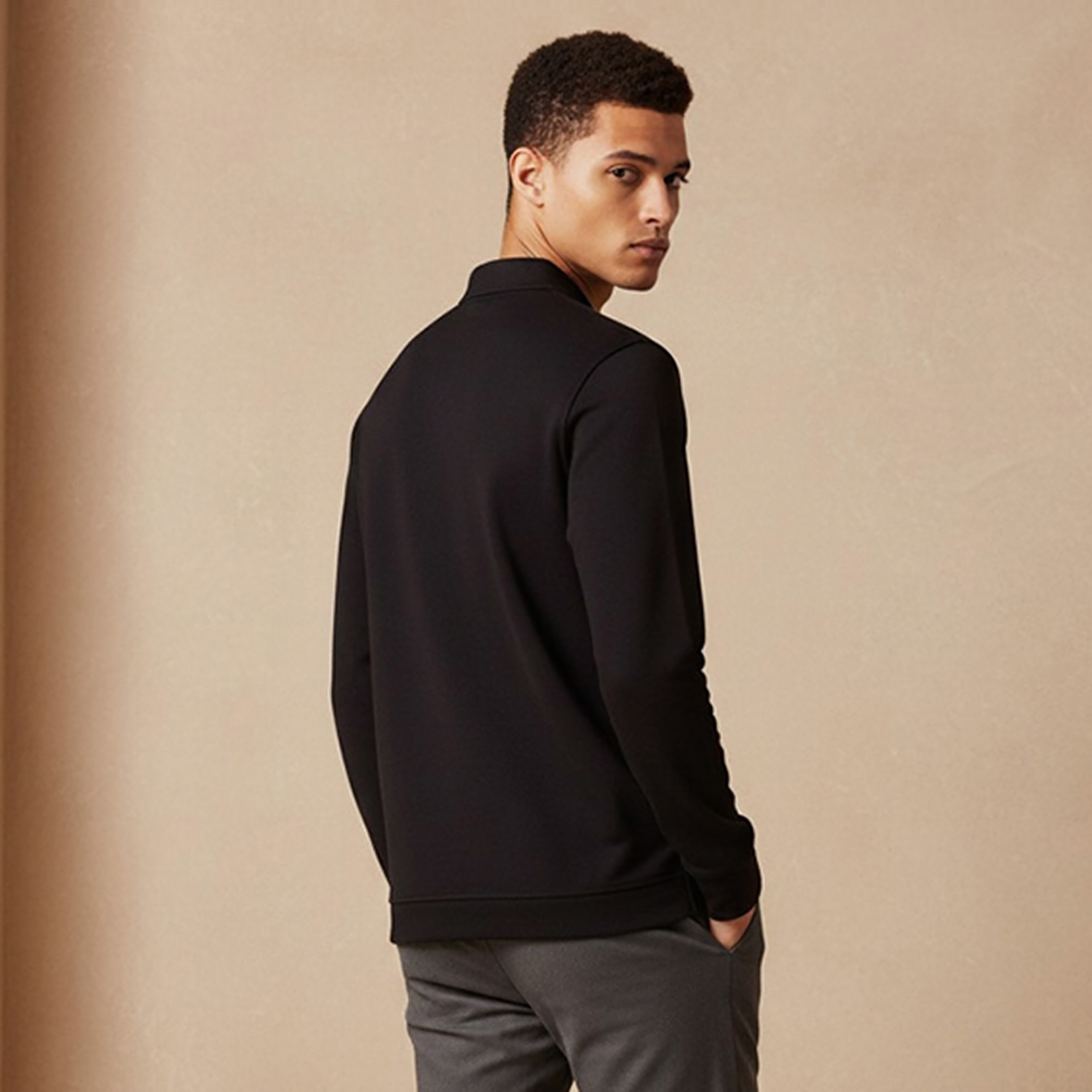 Iconic Textured Polo Collar Sweater with Long Sleeves-men-clothing-sweatersandpullovers-image-3