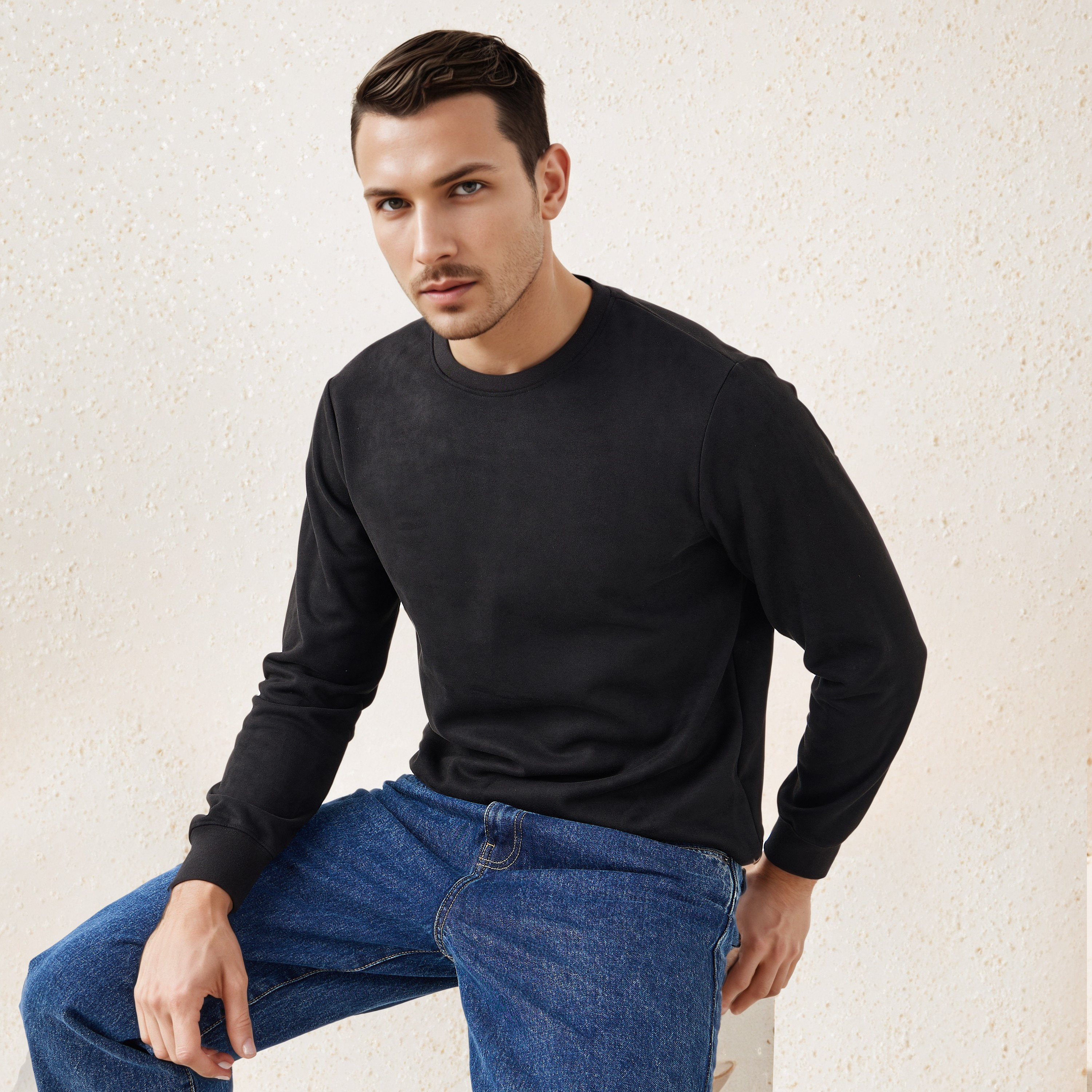 Iconic Suede Sweatshirt-men-winterwear-hoodiesandsweatshirts-image-1