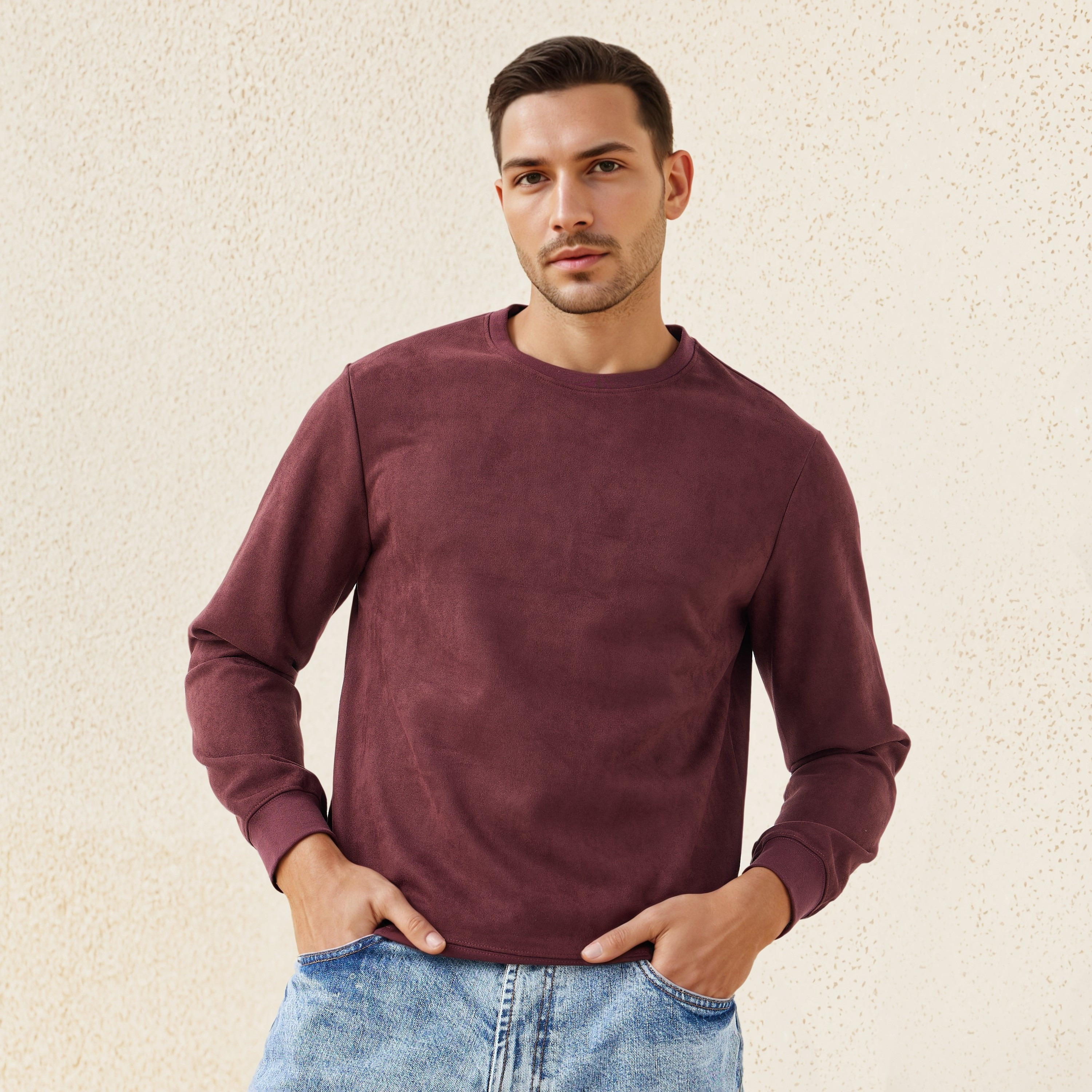 Iconic Suede Sweatshirt-men-winterwear-hoodiesandsweatshirts-image-1