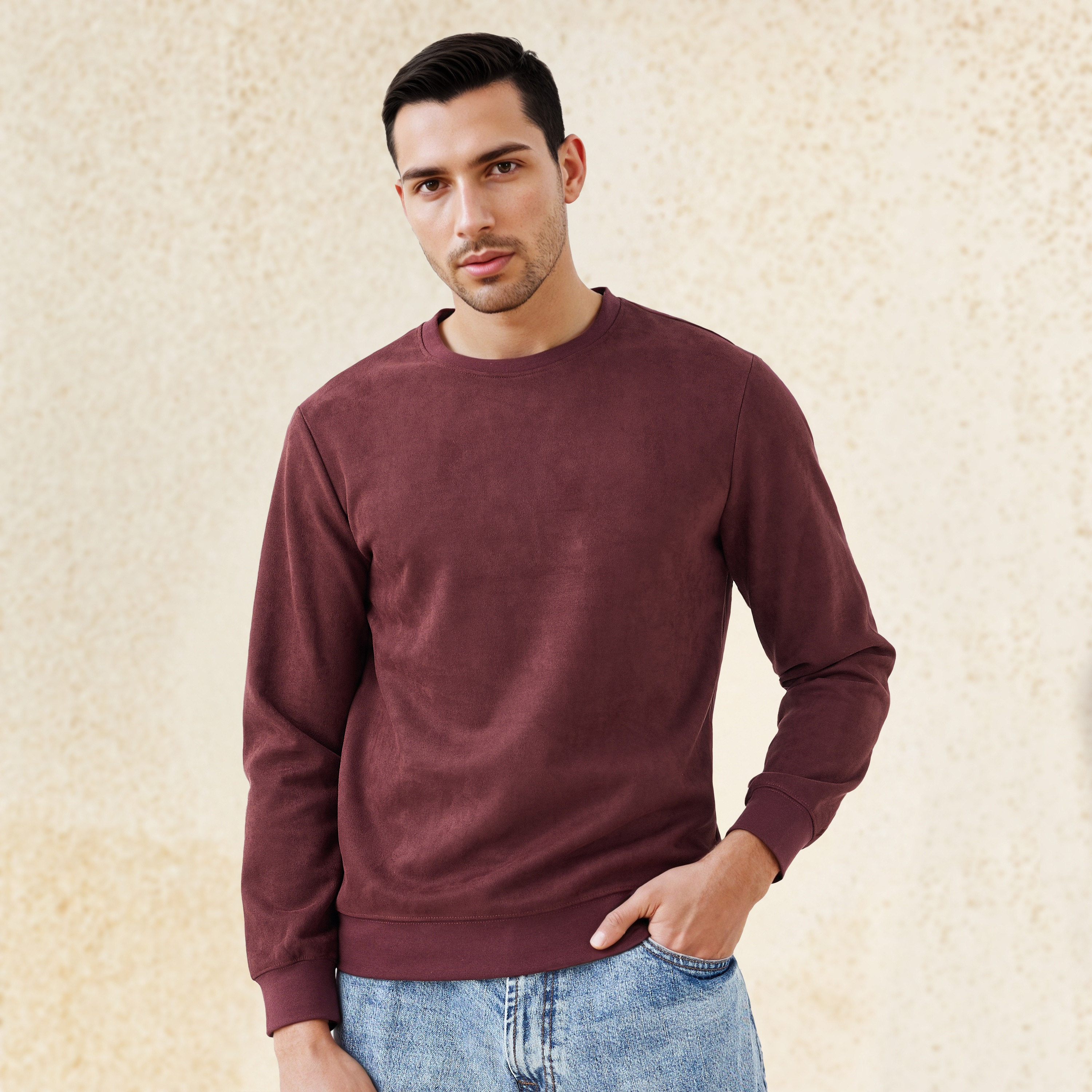 Iconic Suede Sweatshirt-men-winterwear-hoodiesandsweatshirts-image-5