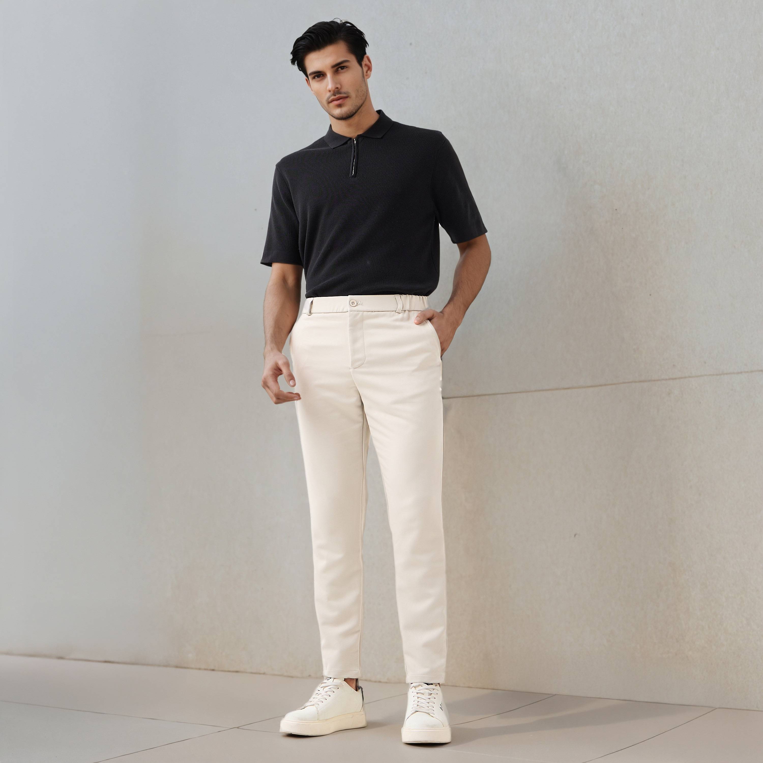 Iconic Men Slim Fit Flexi Waist Formal Trousers-men-clothing-bottoms-trousersandchinos-trousers-image-2