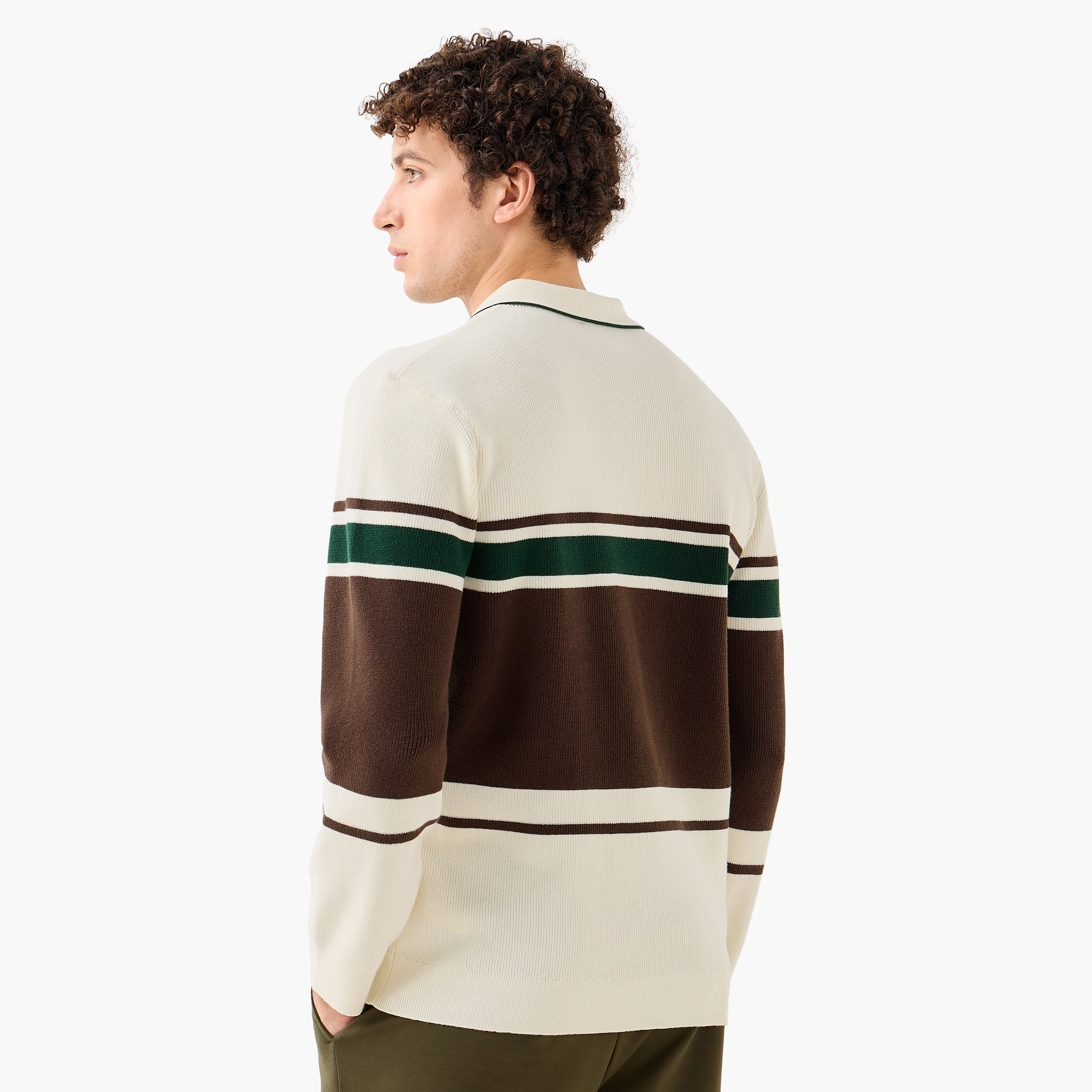 Iconic Striped Collared Sweatshirt with Long Sleeves-men-winterwear-hoodiesandsweatshirts-image-3