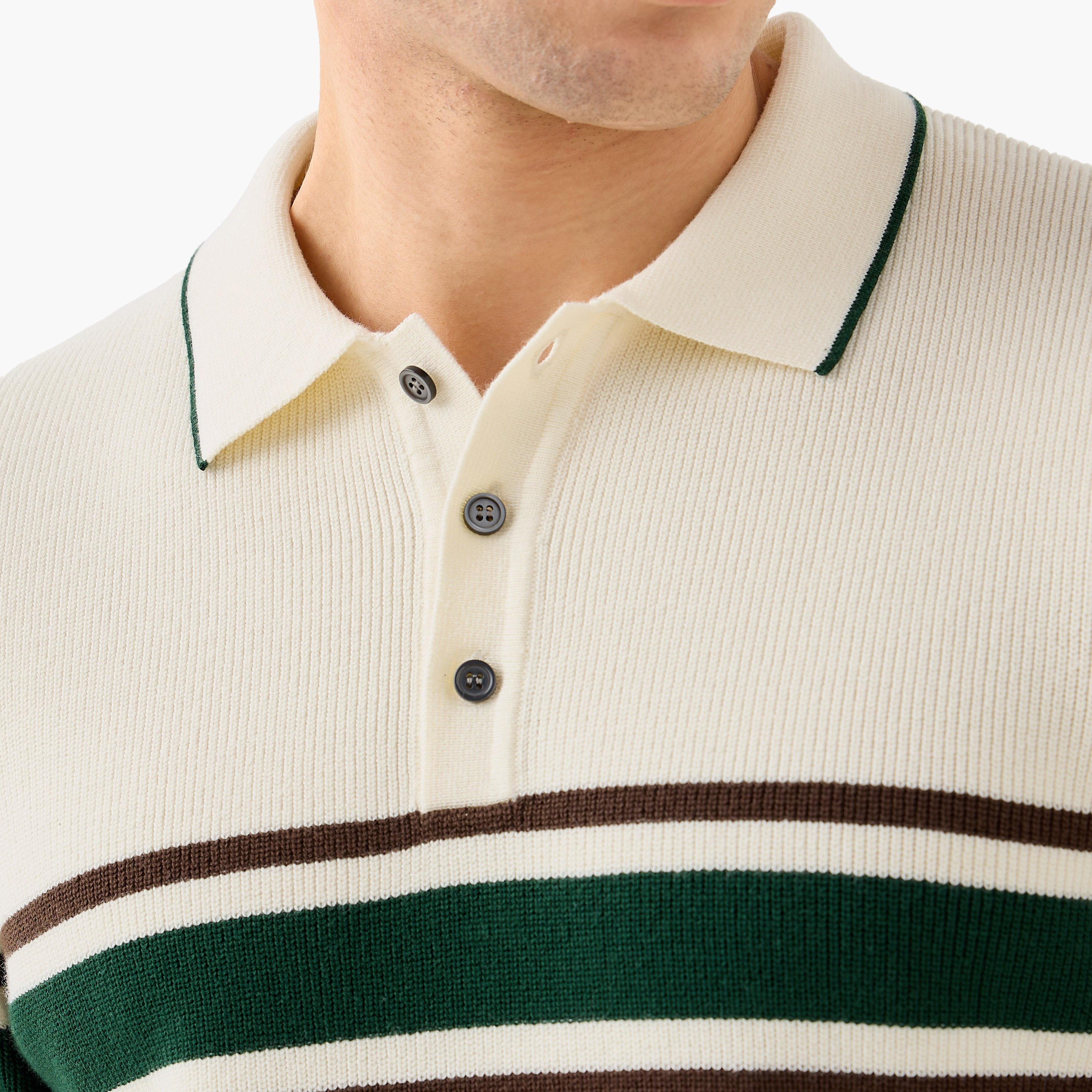 Iconic Striped Collared Sweatshirt with Long Sleeves-men-winterwear-hoodiesandsweatshirts-image-5