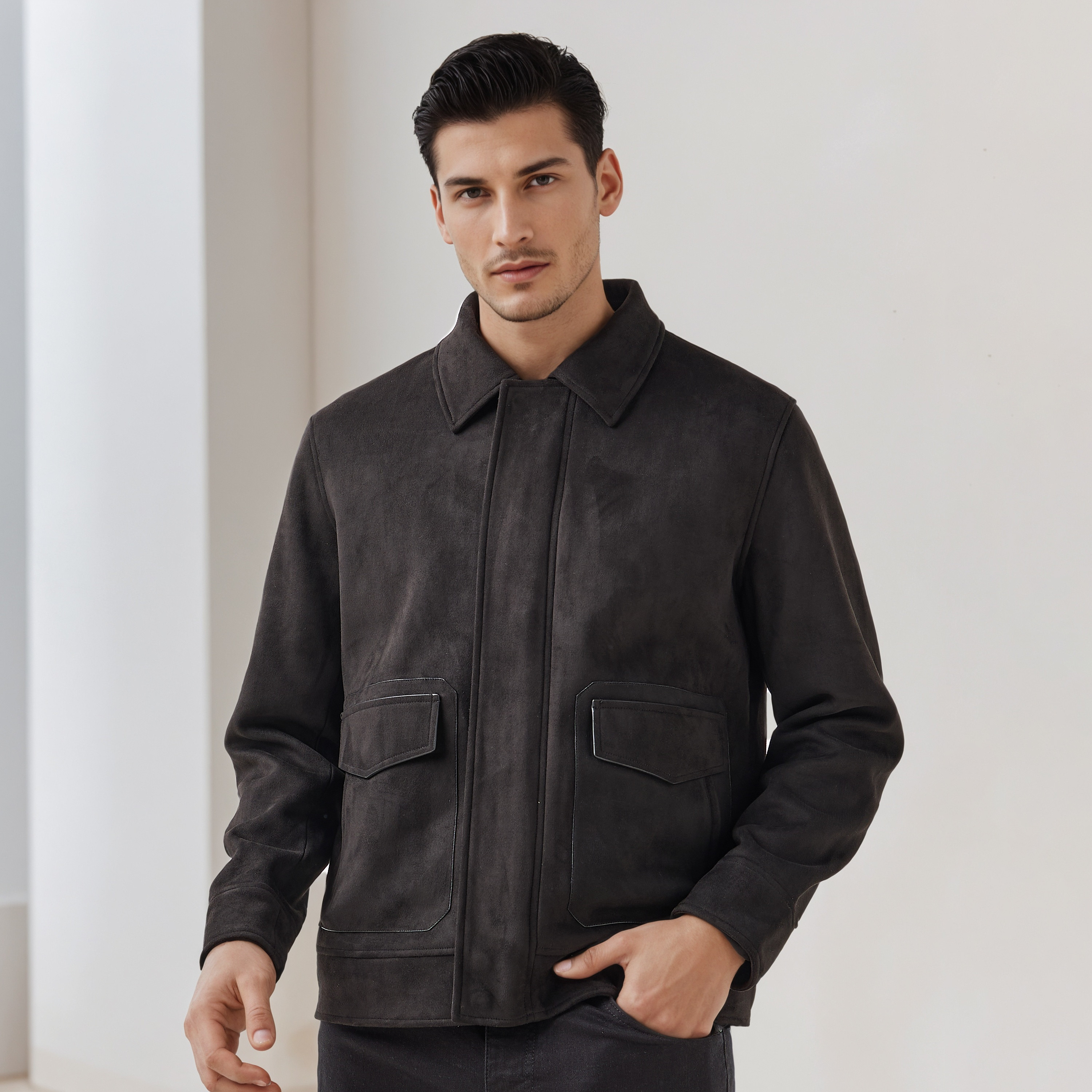 Iconic Men Regular Fit Zip Through Biker Jacket-men-clothing-jacketsandblazers-jackets-image-1