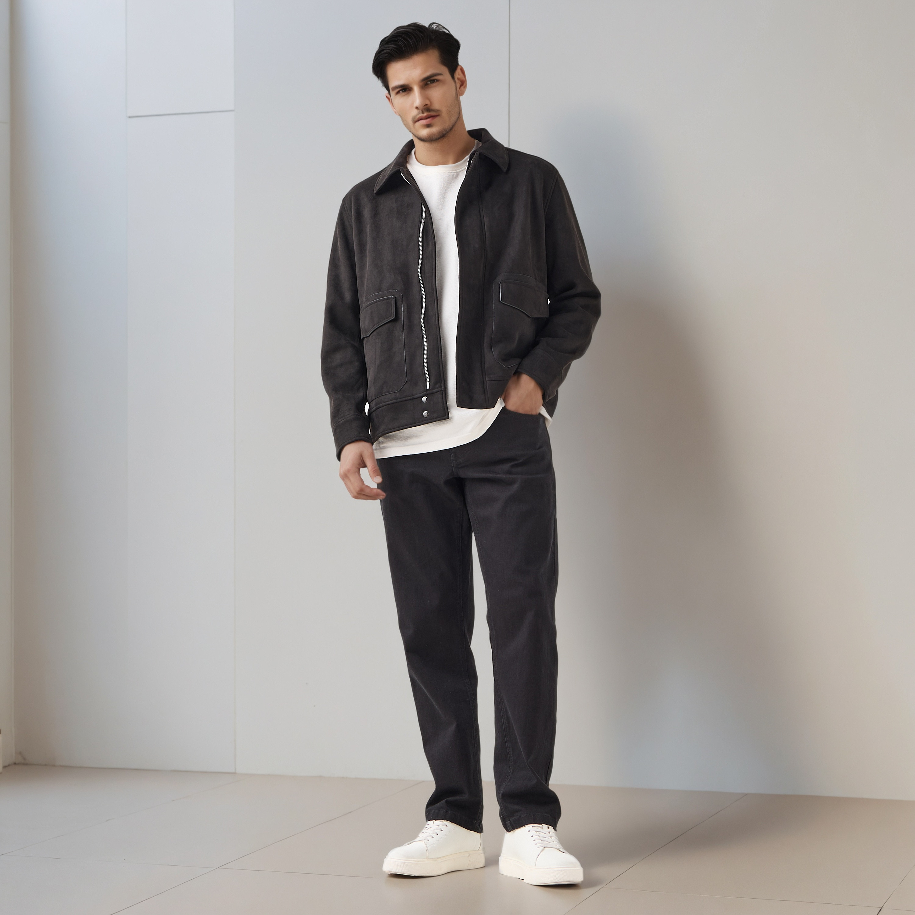 Iconic Men Regular Fit Zip Through Biker Jacket-men-clothing-jacketsandblazers-jackets-image-2