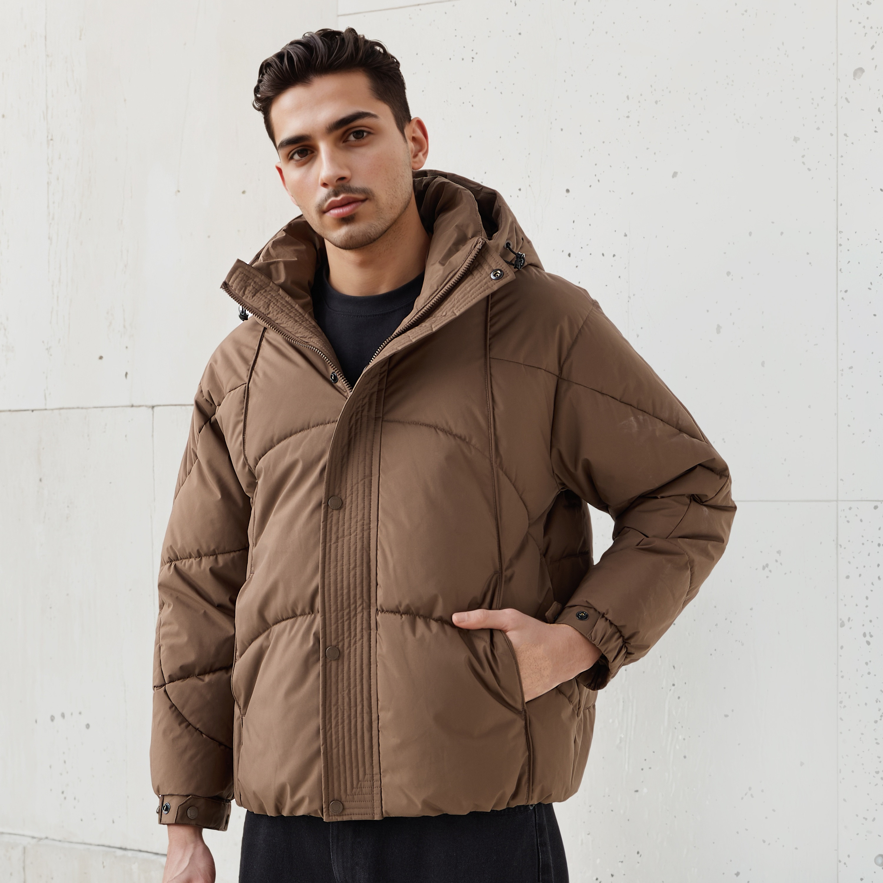 جاكيت منفوخ بقصّة عادية مع قبعة للرجال من آيكونيك-men-clothing-jacketsandblazers-jackets-image-1