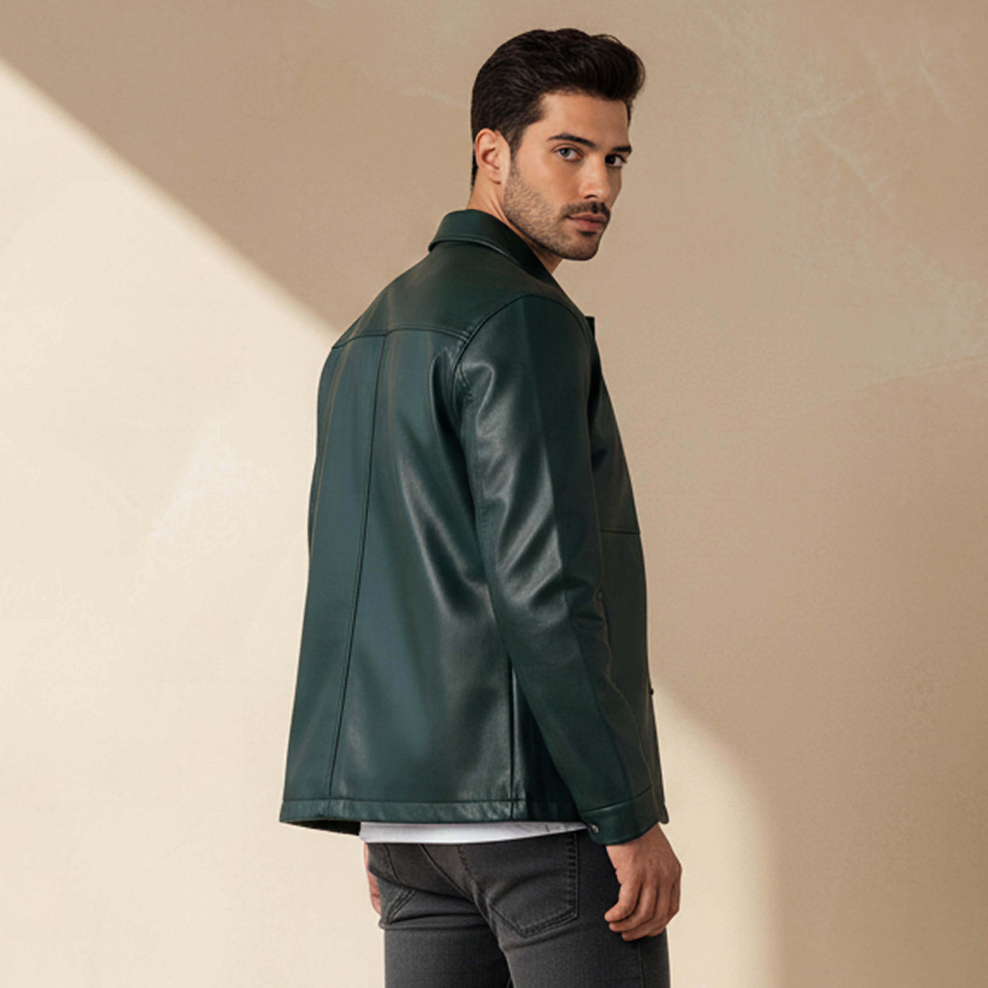Iconic Men Regular Fit Button Through Biker Jacket-men-clothing-jacketsandblazers-jackets-image-3