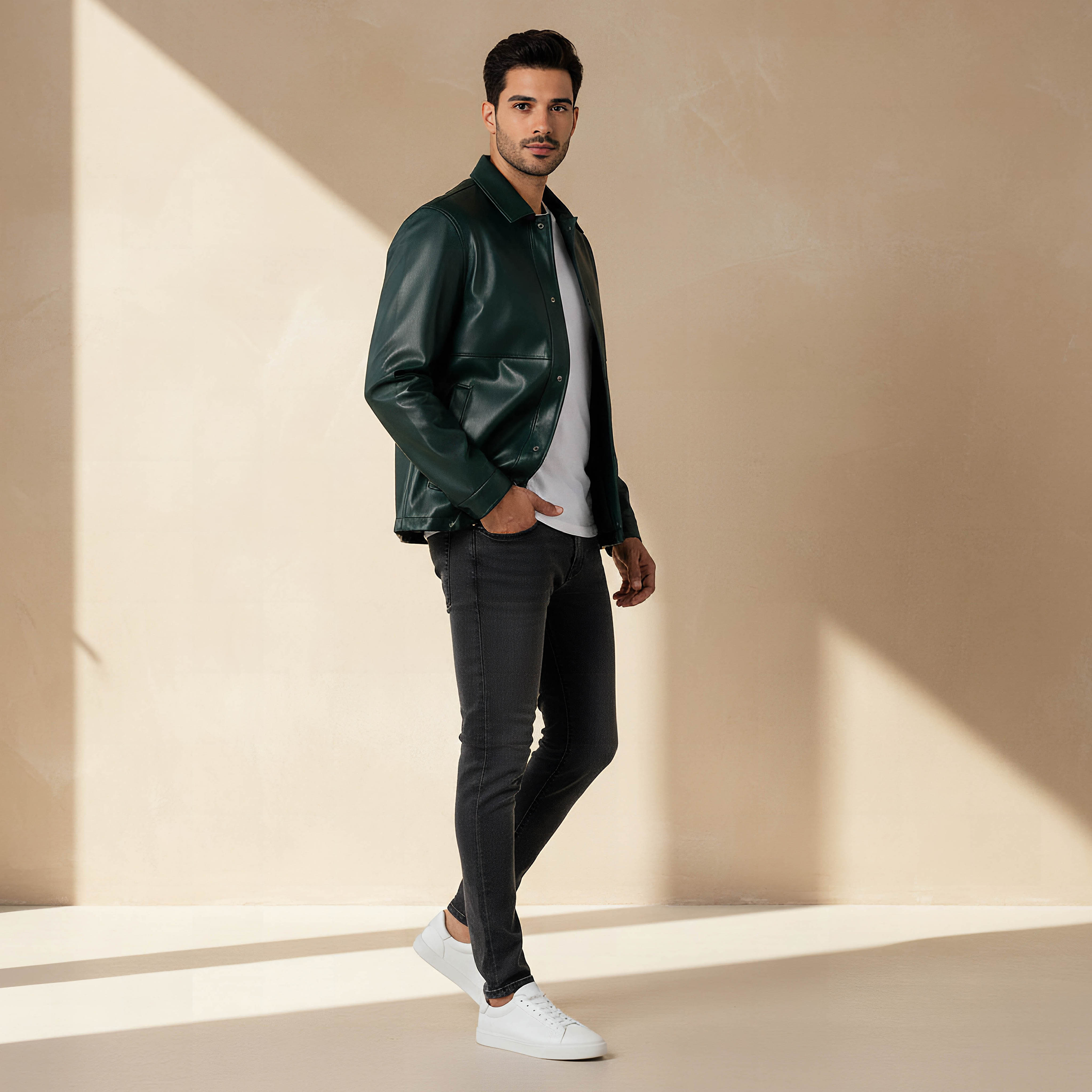 Iconic Men Regular Fit Button Through Biker Jacket-men-clothing-jacketsandblazers-jackets-image-5