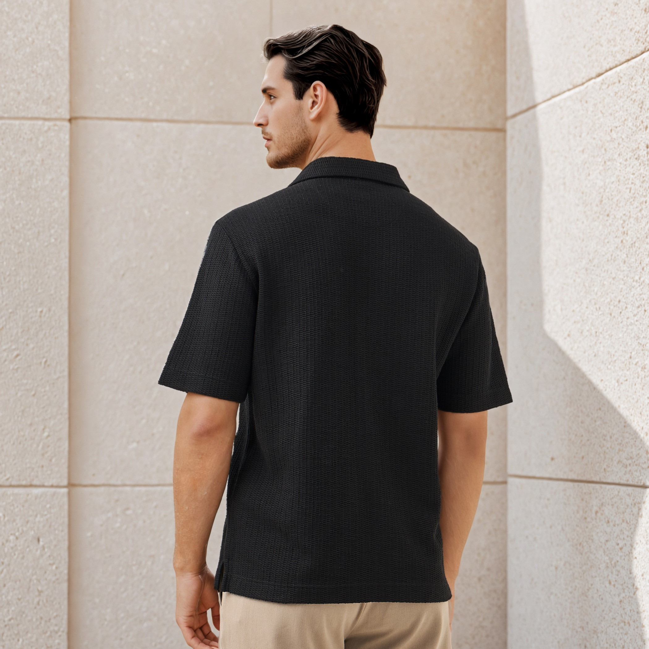 قميص منتجع هونيكومب بارز الملمس بقصة عادية من آيكونيك-men-clothing-shirts-image-3