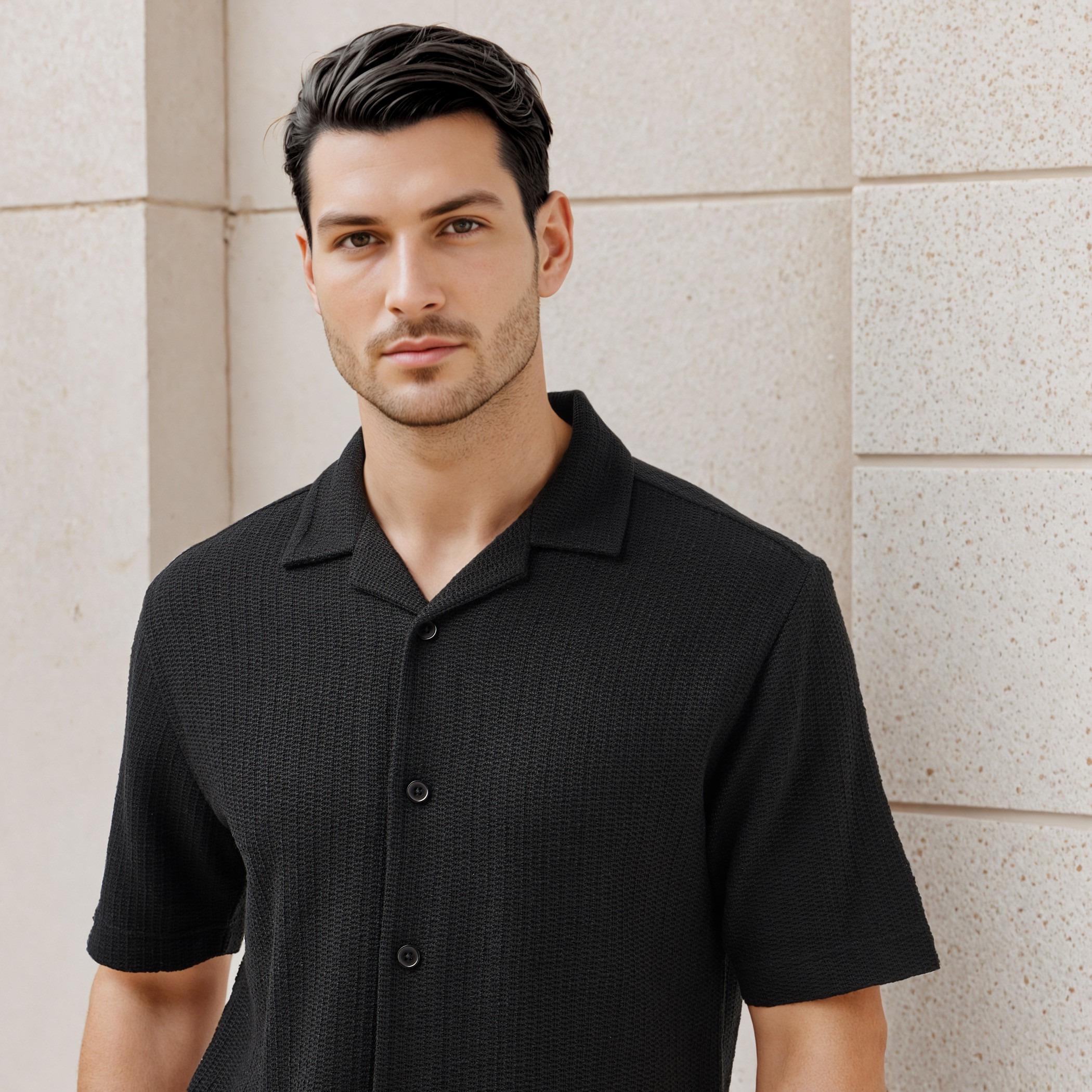 قميص منتجع هونيكومب بارز الملمس بقصة عادية من آيكونيك-men-clothing-shirts-image-4
