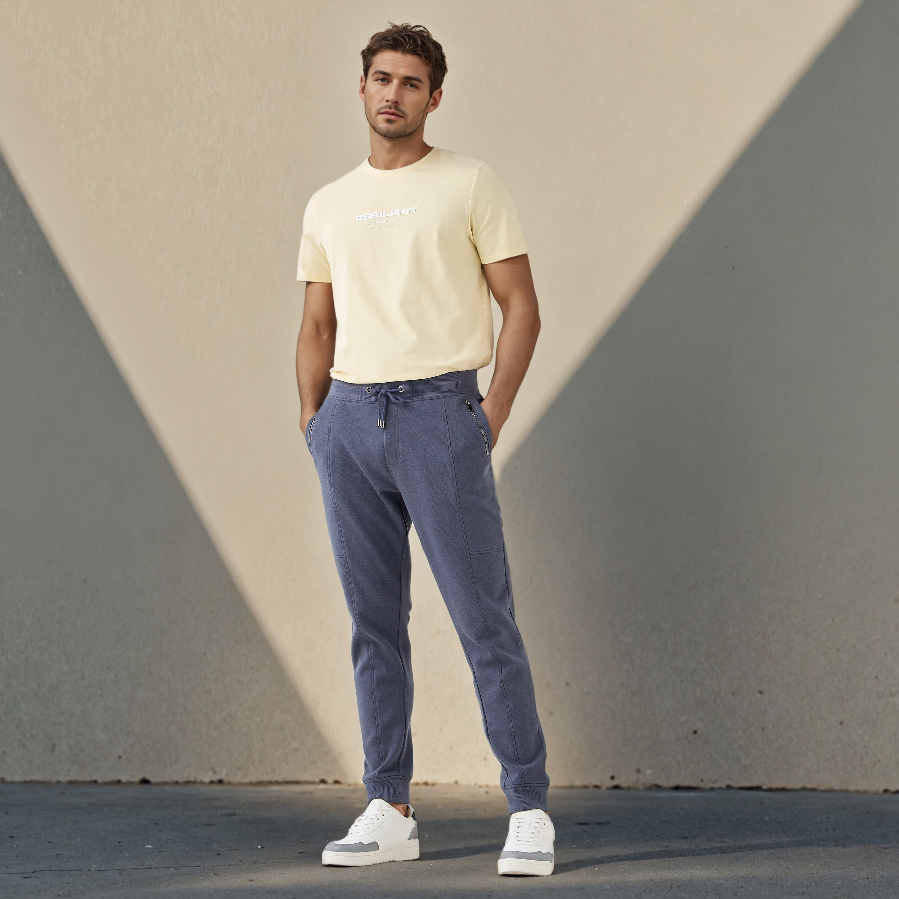 Iconic Panelled Flexi Waist Joggers with Pockets-men-clothing-bottoms-joggers-image-2