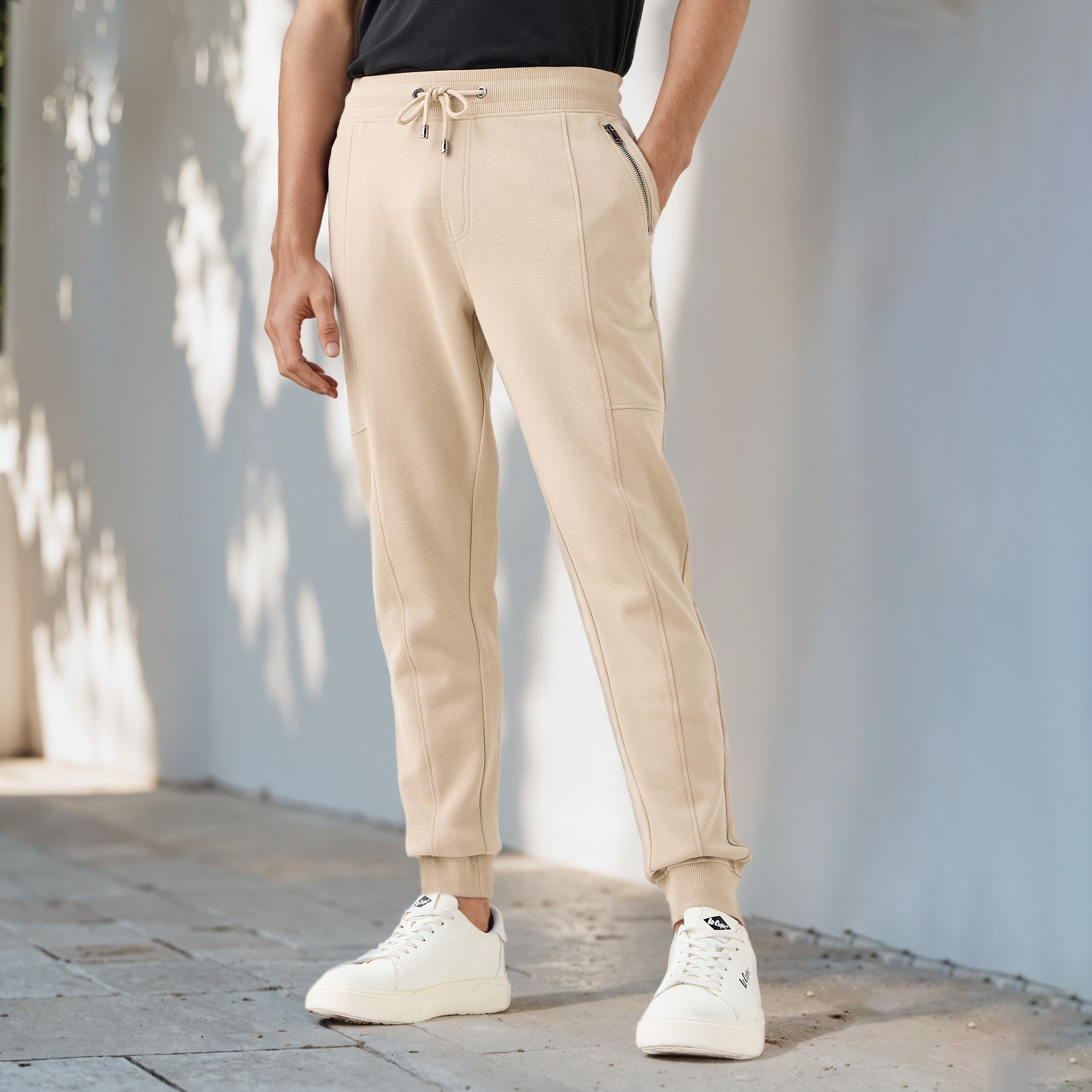 Iconic Panelled Flexi Waist Joggers with Pockets-men-clothing-bottoms-joggers-image-1