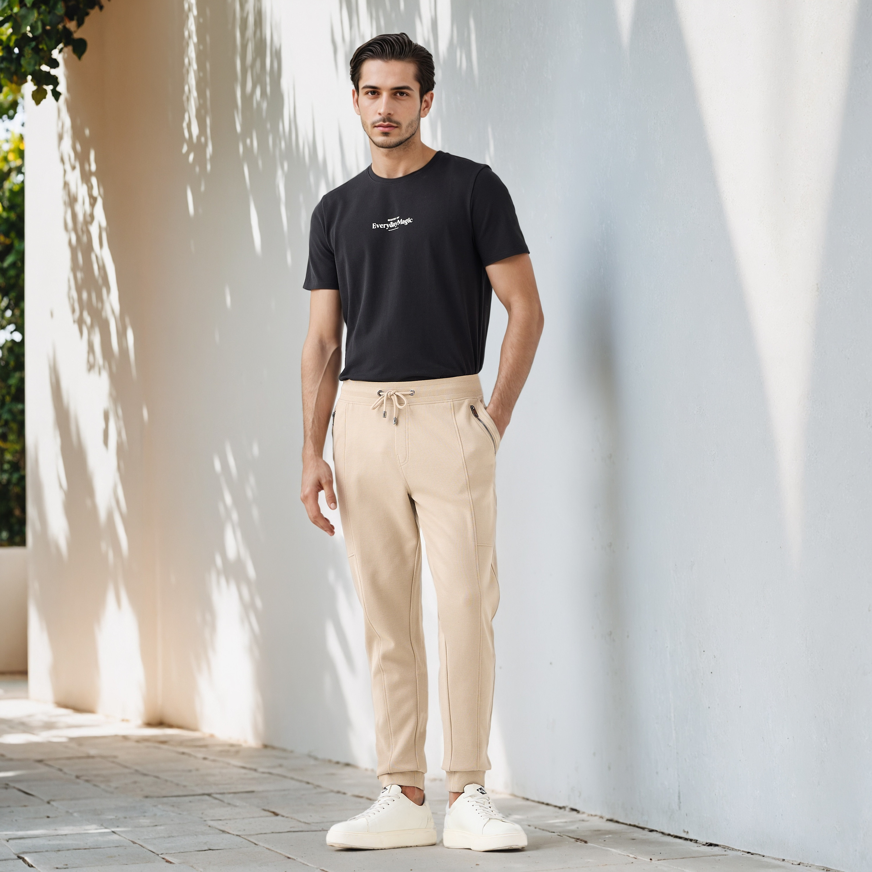 Iconic Panelled Flexi Waist Joggers with Pockets-men-clothing-bottoms-joggers-image-2