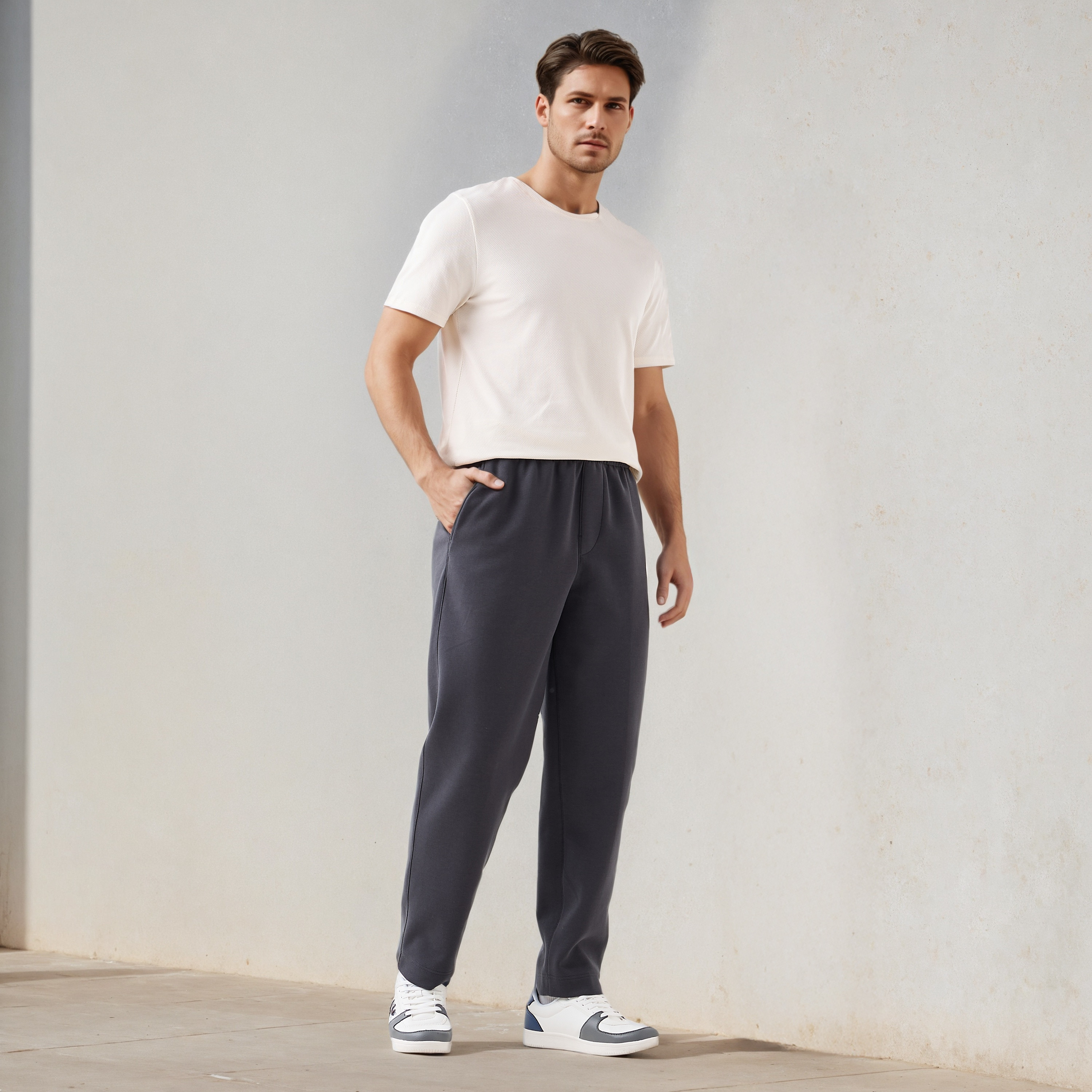 تيشيرت بارز الملمس بياقة ضيقة من آيكونيك-men-clothing-tshirtsandpolos-tshirts-image-2
