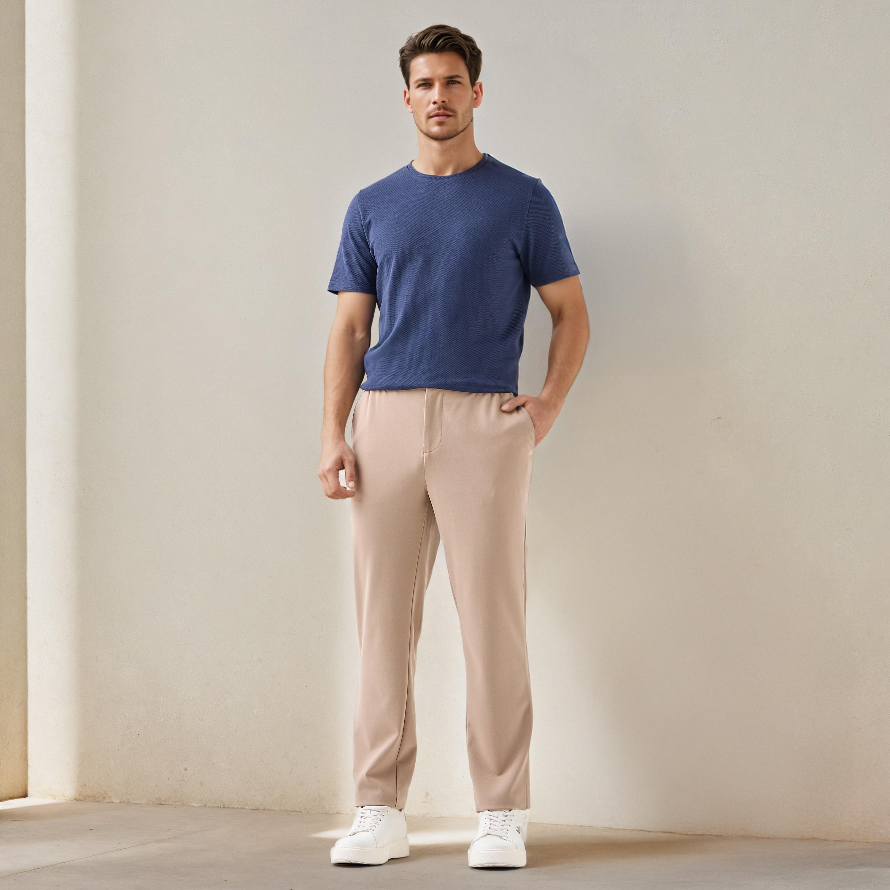 Iconic Popcorn Textured T-shirt with Crew Neck-men-clothing-tshirtsandpolos-tshirts-image-2