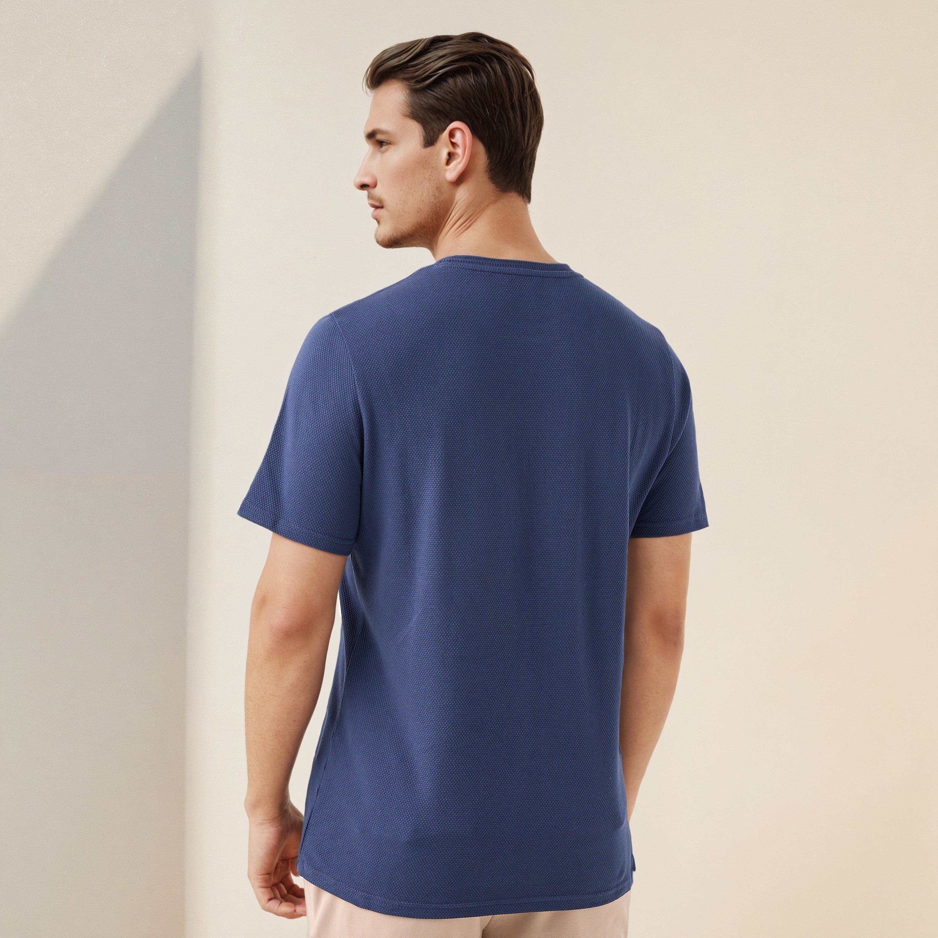 Iconic Popcorn Textured T-shirt with Crew Neck-men-clothing-tshirtsandpolos-tshirts-image-4