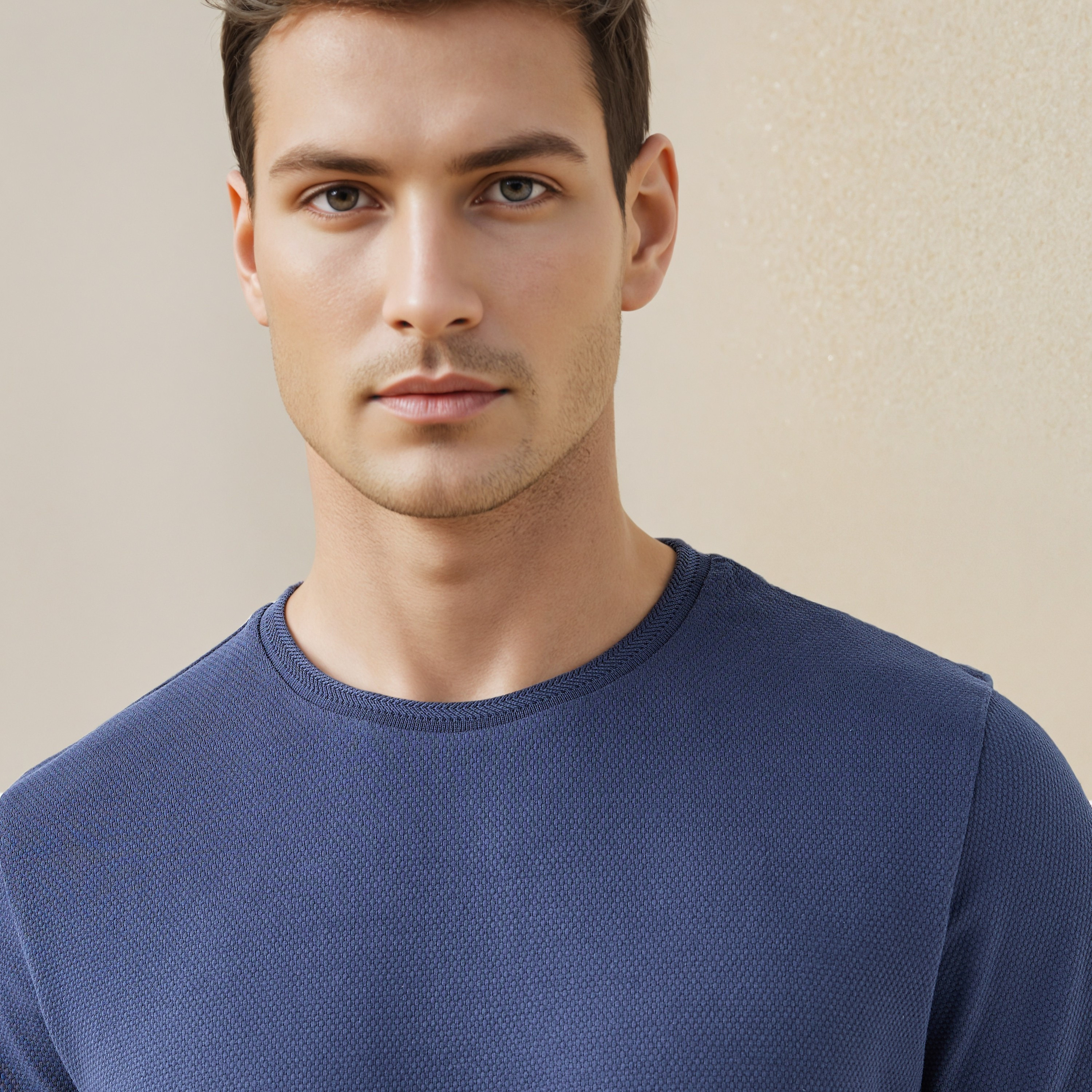 Iconic Popcorn Textured T-shirt with Crew Neck-men-clothing-tshirtsandpolos-tshirts-image-5