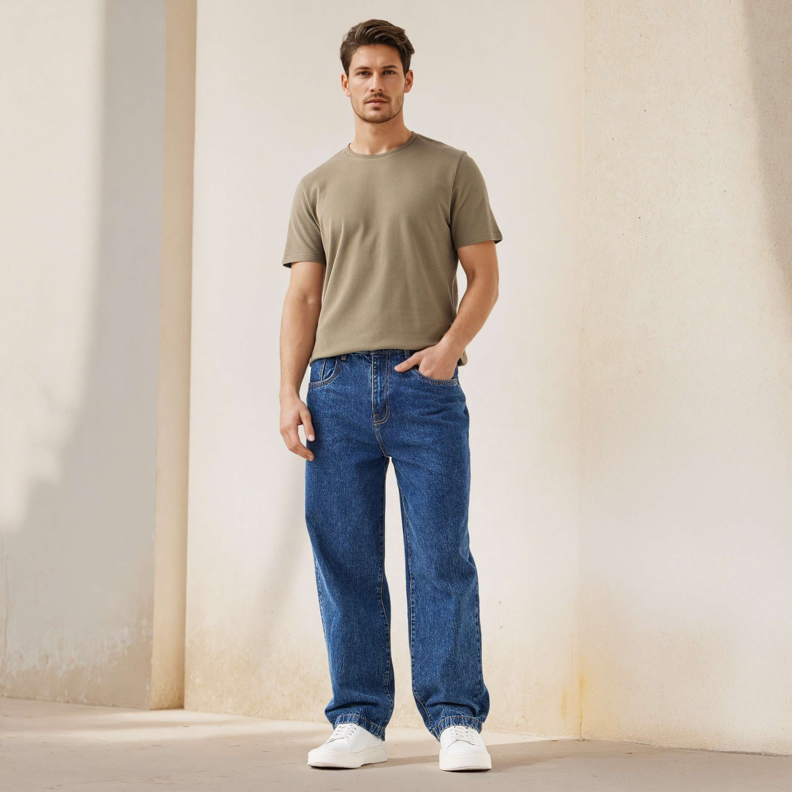 Iconic Popcorn Textured T-shirt with Crew Neck-men-clothing-tshirtsandpolos-tshirts-image-2