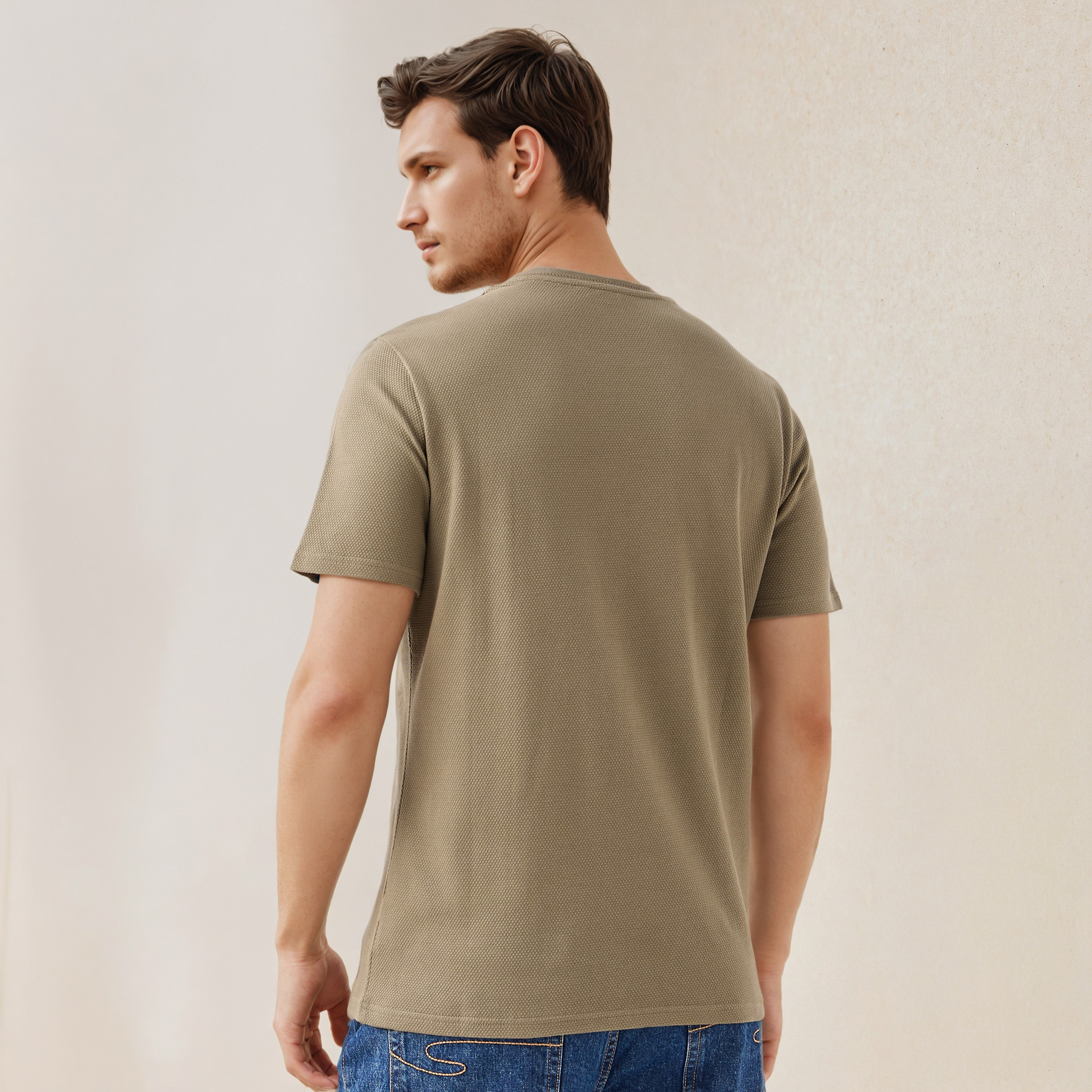 Iconic Popcorn Textured T-shirt with Crew Neck-men-clothing-tshirtsandpolos-tshirts-image-4