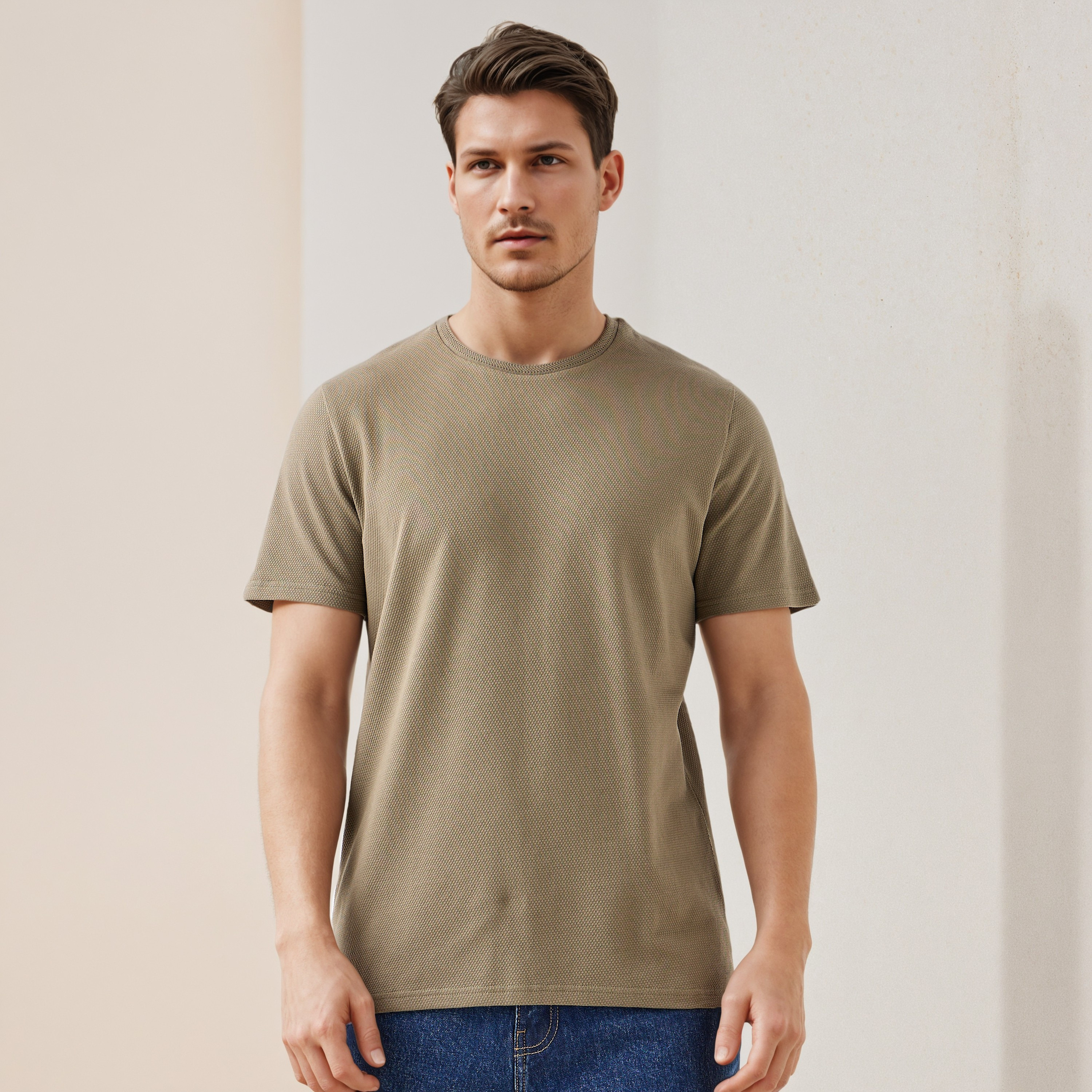 Iconic Popcorn Textured T-shirt with Crew Neck-men-clothing-tshirtsandpolos-tshirts-image-6
