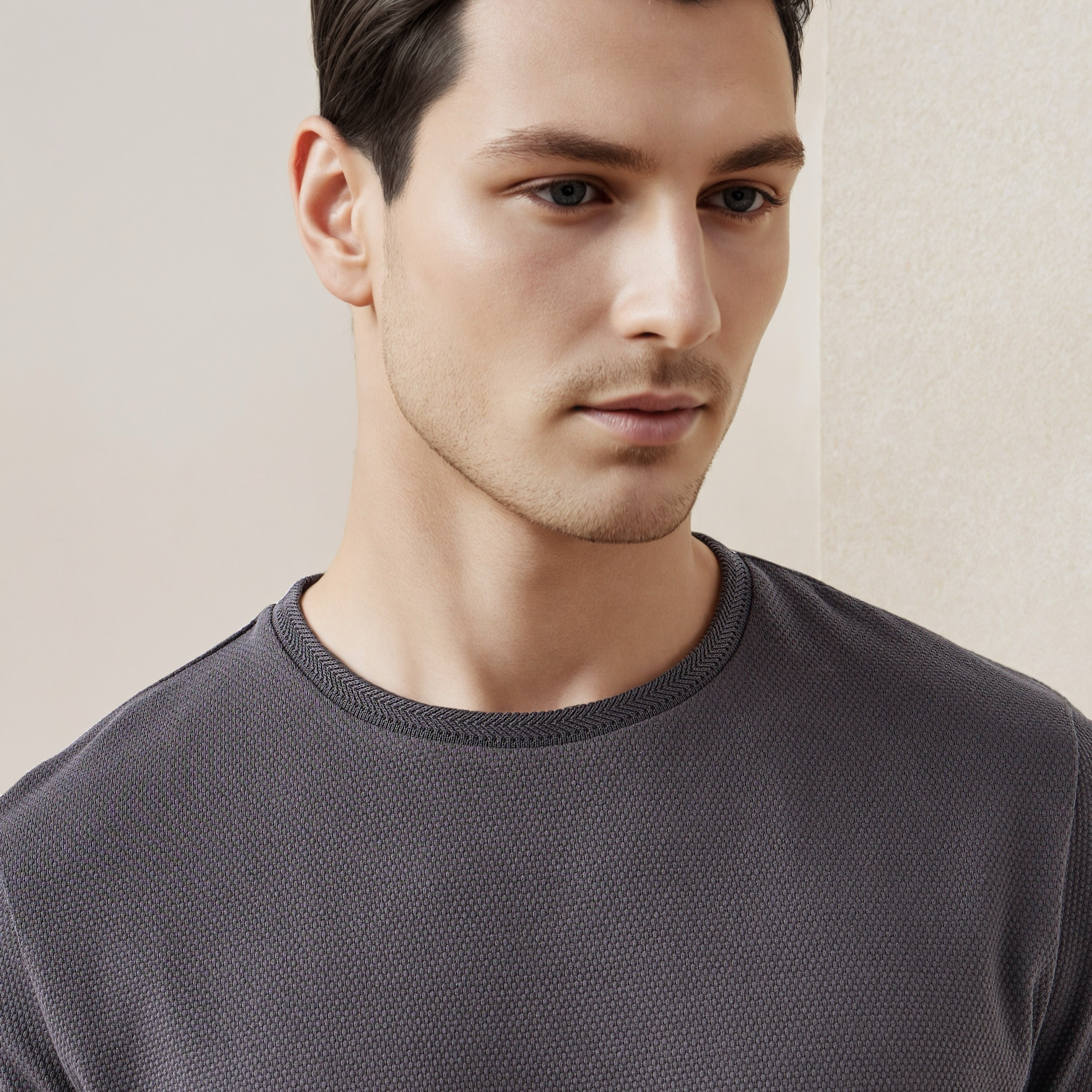 Iconic Popcorn Textured T-shirt with Crew Neck-men-clothing-tshirtsandpolos-tshirts-image-4