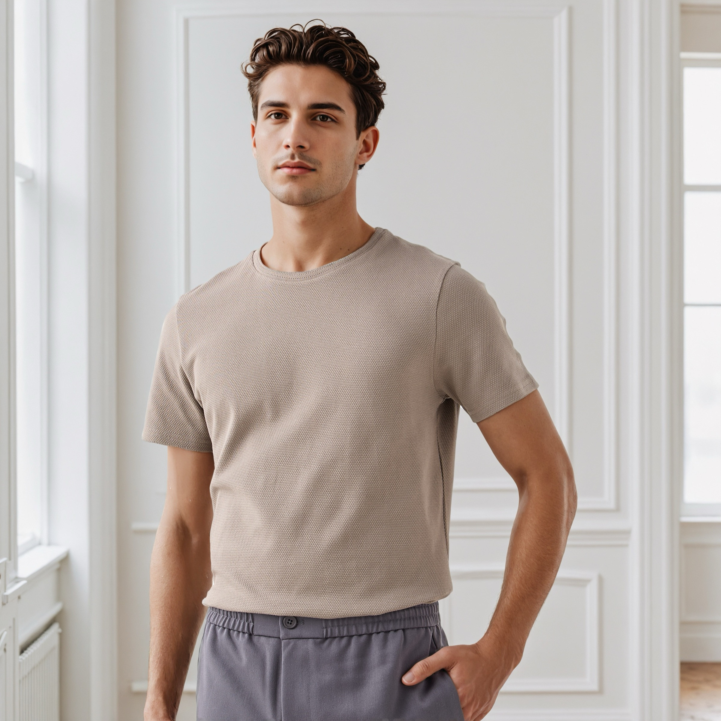 Iconic Men's Regular Fit Crew Neck Short Sleeves Textured T-shirt-men-clothing-tshirtsandpolos-tshirts-image-1