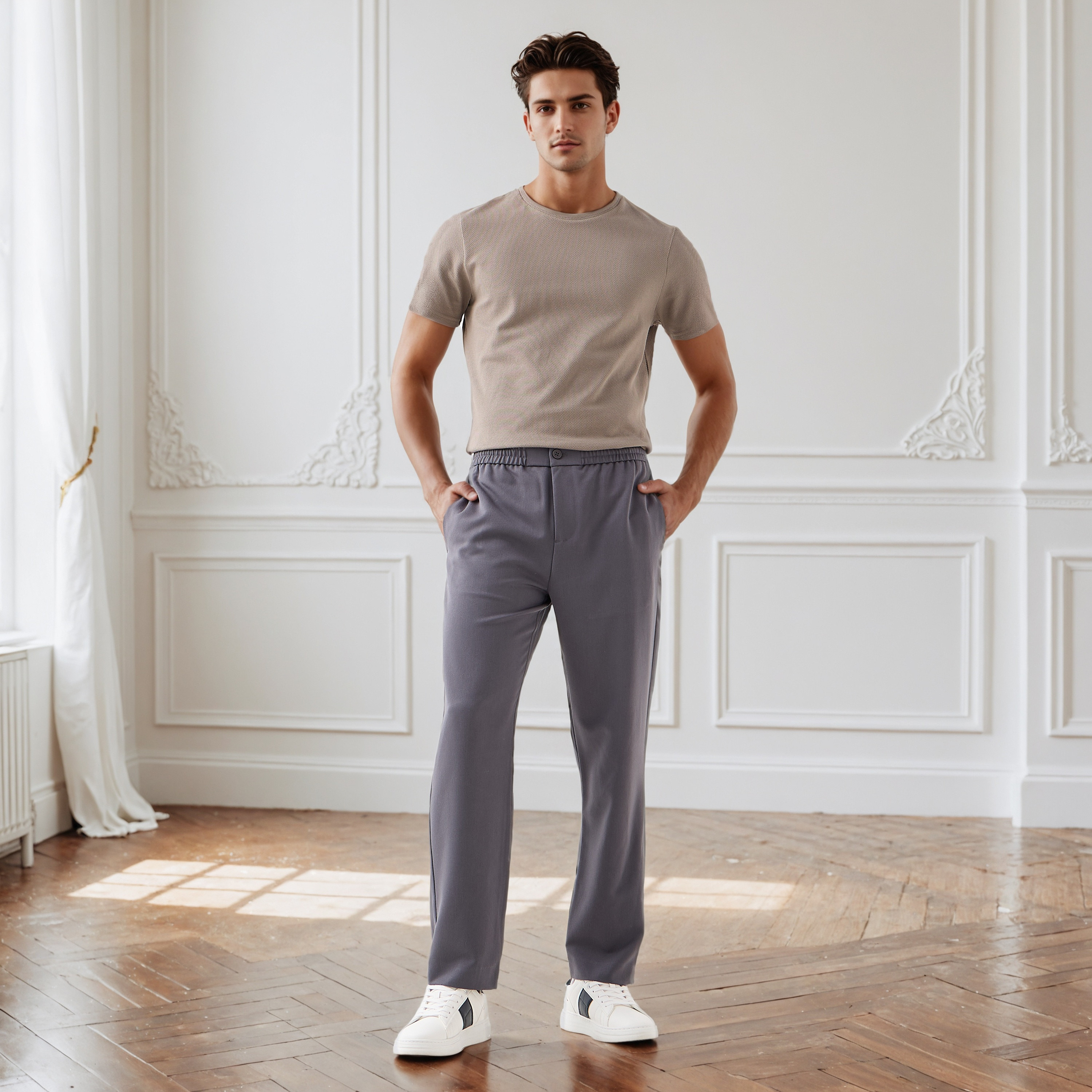 Iconic Men's Regular Fit Crew Neck Short Sleeves Textured T-shirt-men-clothing-tshirtsandpolos-tshirts-image-2