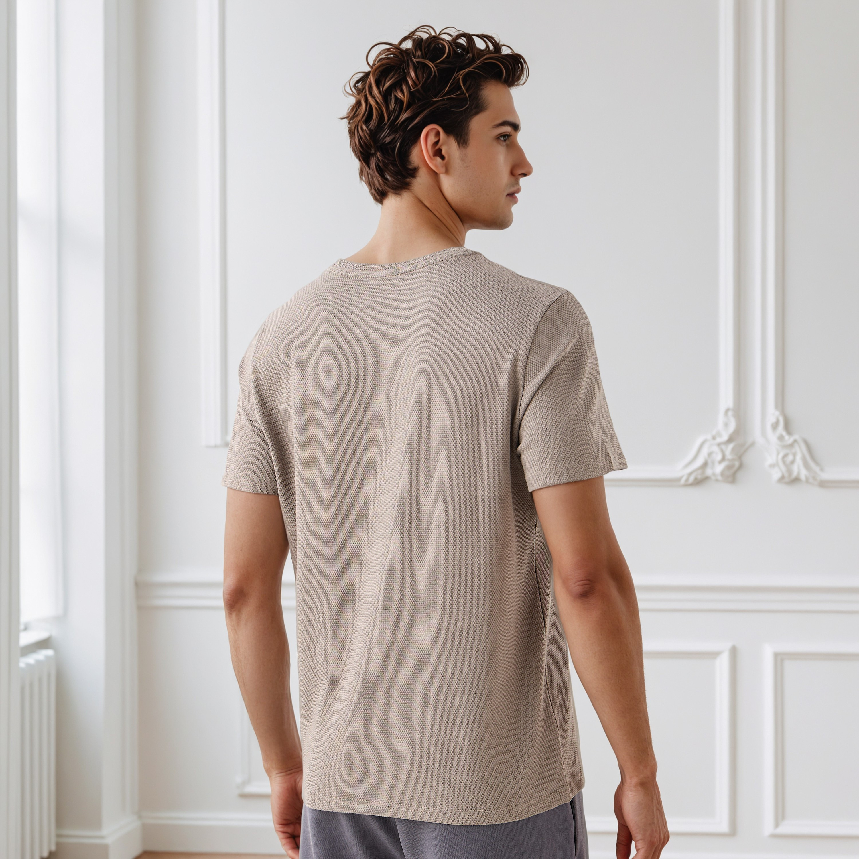 Iconic Men's Regular Fit Crew Neck Short Sleeves Textured T-shirt-men-clothing-tshirtsandpolos-tshirts-image-3
