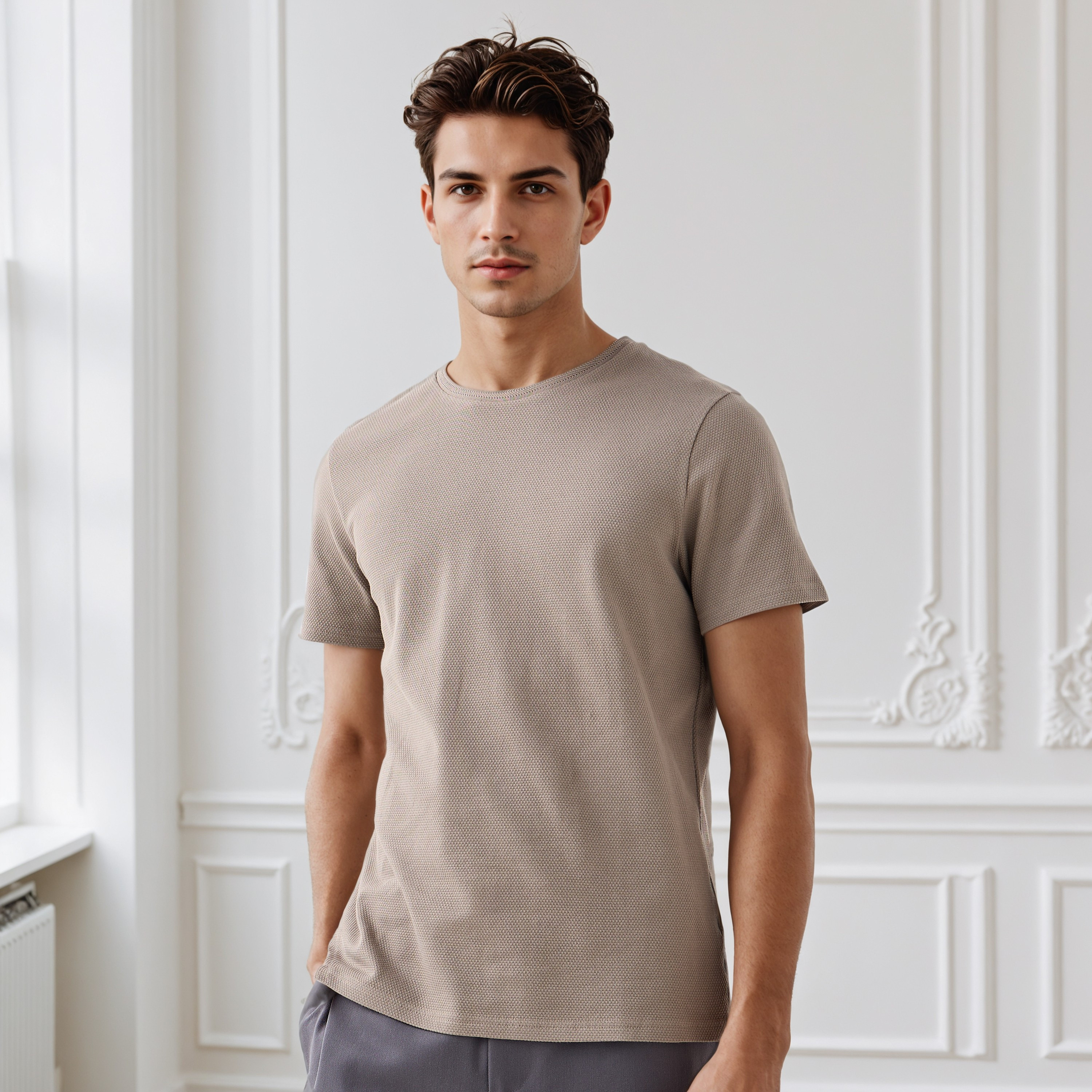 Iconic Men's Regular Fit Crew Neck Short Sleeves Textured T-shirt-men-clothing-tshirtsandpolos-tshirts-image-5