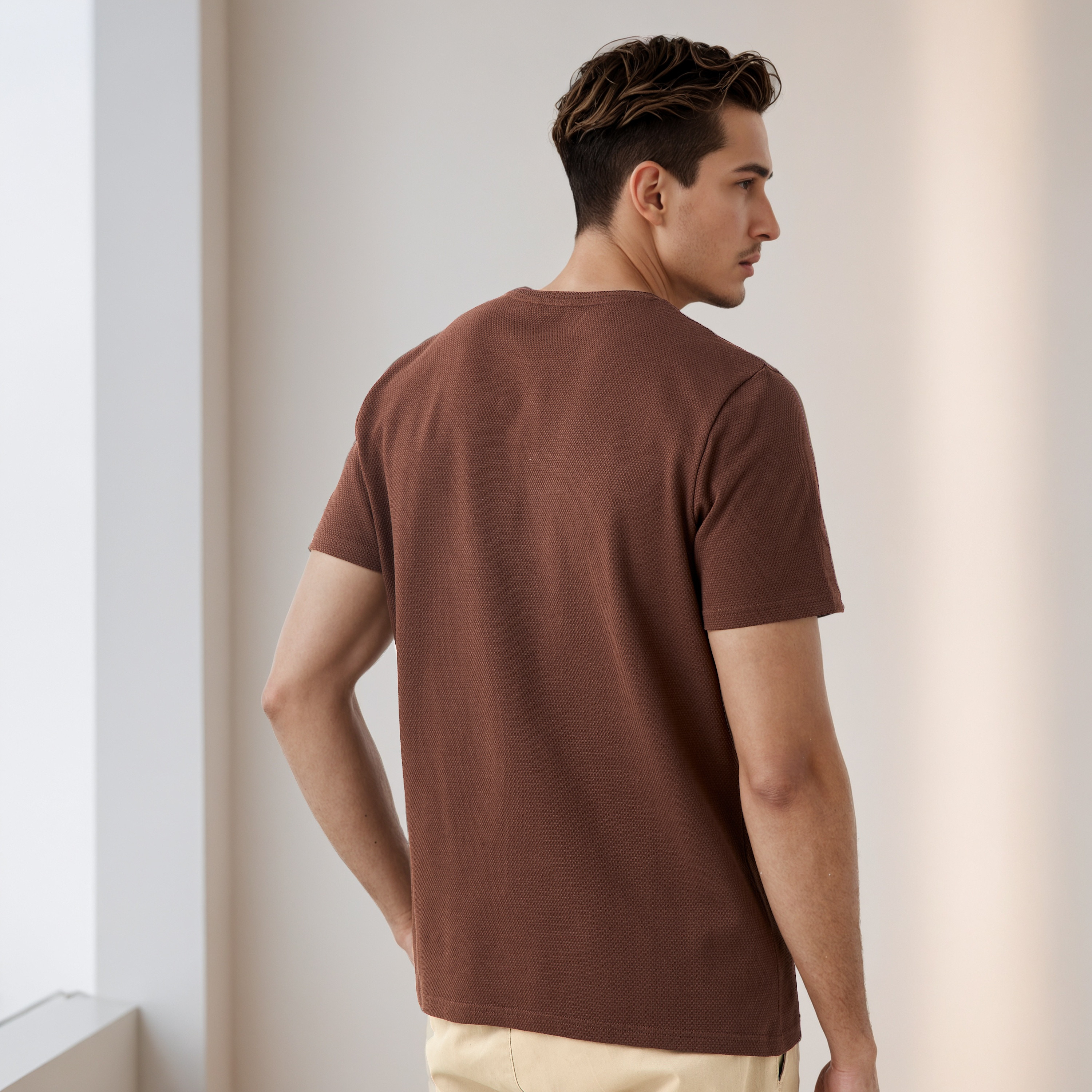 Iconic Men's Regular Fit Crew Neck Short Sleeves Textured T-shirt-men-clothing-tshirtsandpolos-tshirts-image-3
