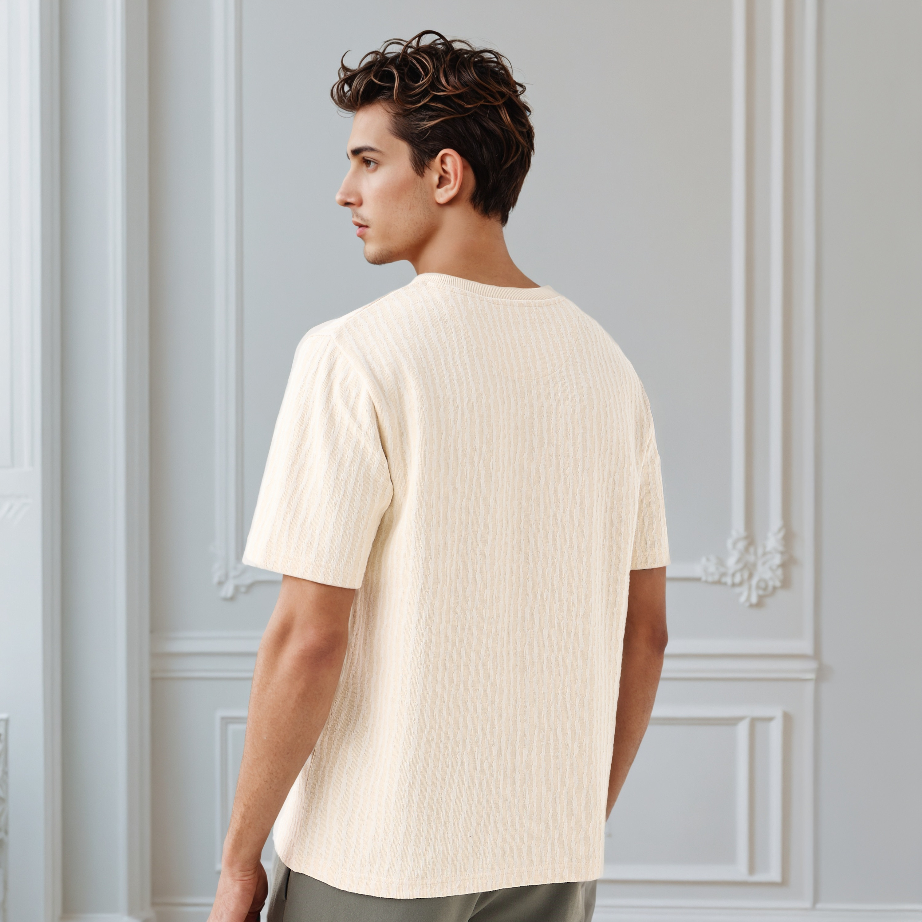 Iconic Men's Regular Fit Crew Neck Short Sleeves Textured T-shirt-men-clothing-tshirtsandpolos-tshirts-image-3