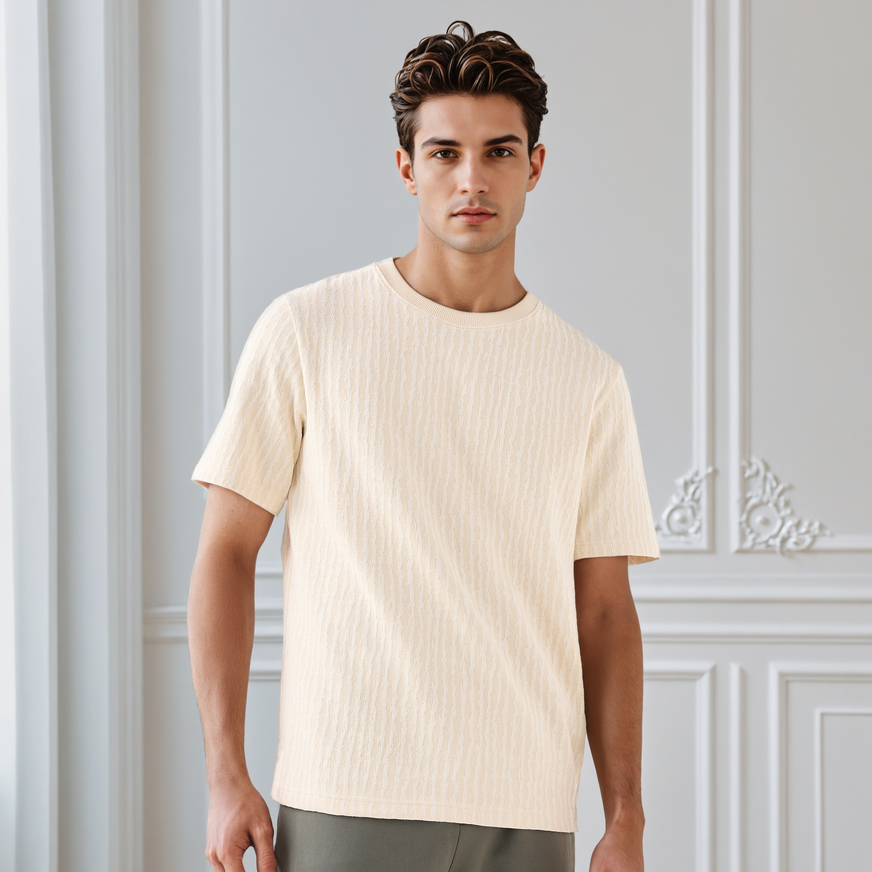 Iconic Men's Regular Fit Crew Neck Short Sleeves Textured T-shirt-men-clothing-tshirtsandpolos-tshirts-image-6