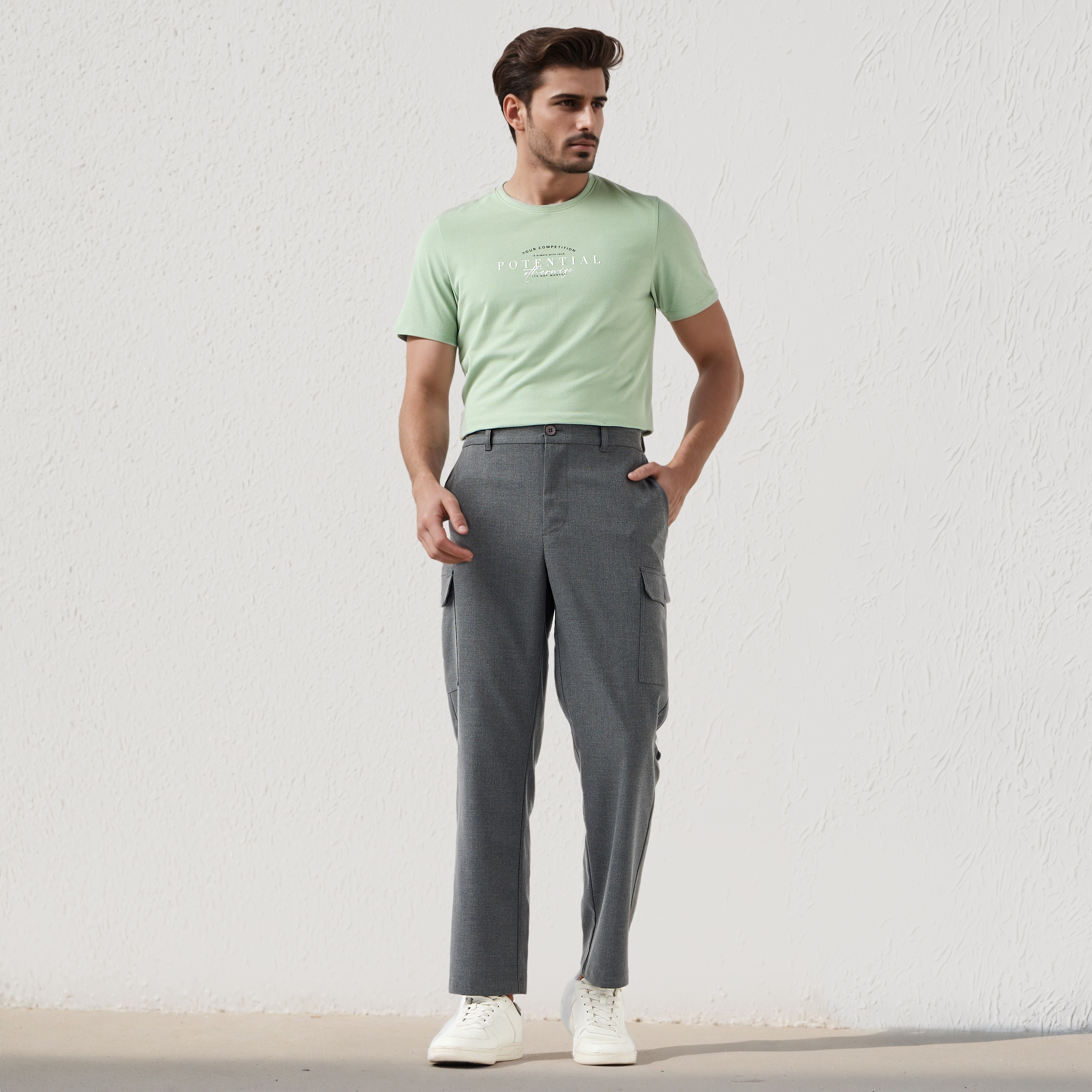 تيشيرت بقصة سليم وياقة ضيقة وأكمام قصيرة وطبعات للرجال من آيكونيك-men-clothing-tshirtsandpolos-tshirts-image-2