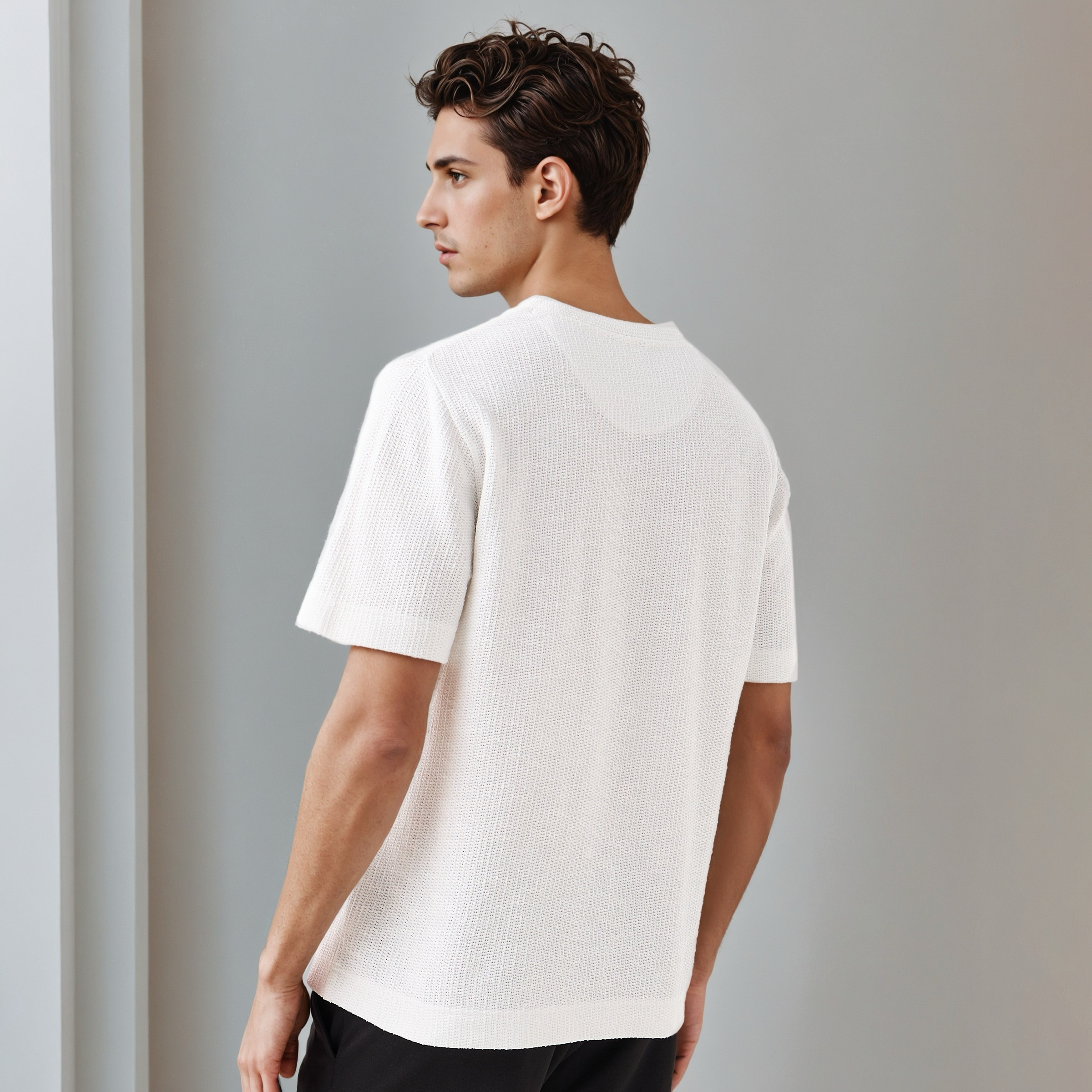 Iconic Men Regular Fit Crew Neck Short Sleeves Honeycomb Textured T-shirt-men-clothing-tshirtsandpolos-tshirts-image-3