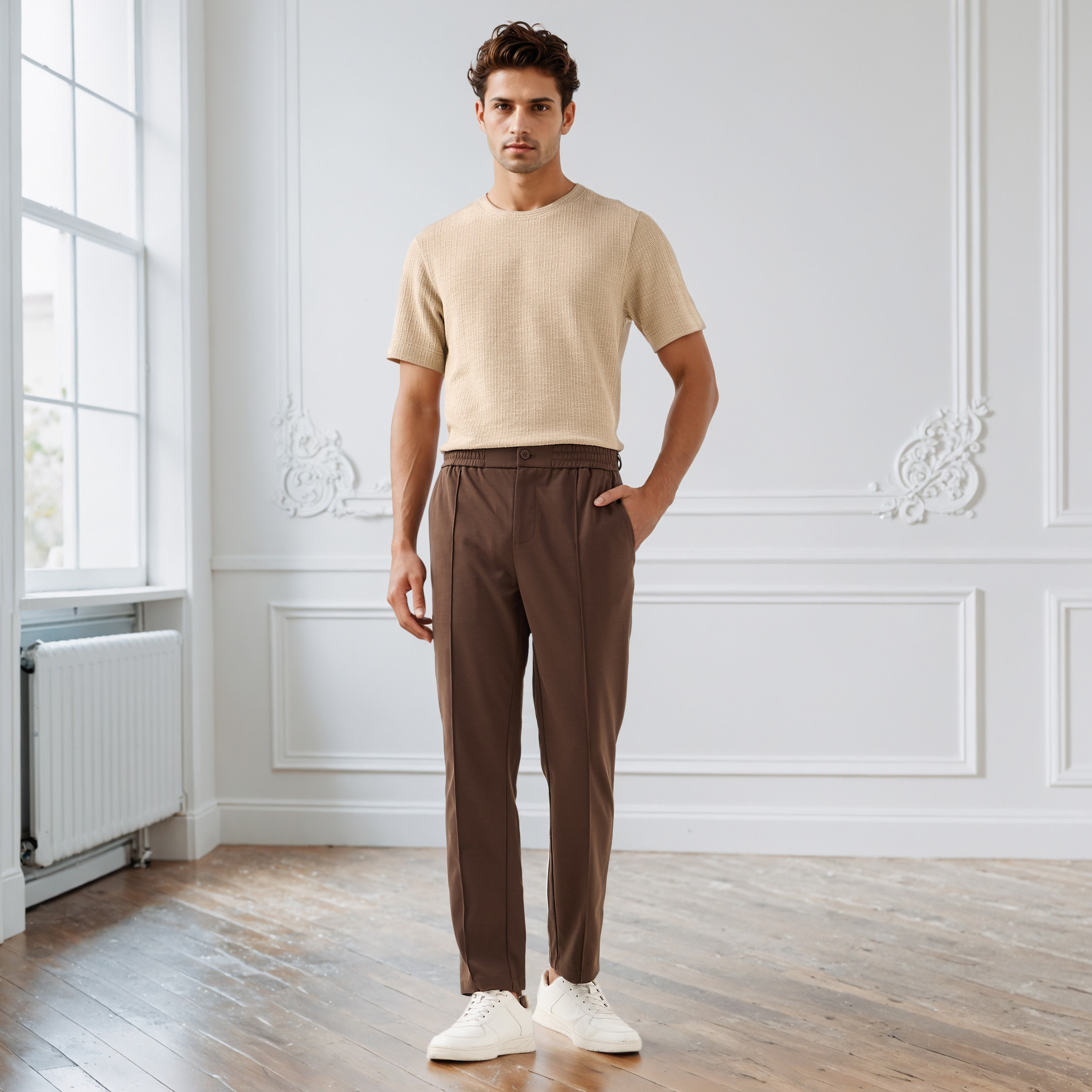 Iconic Men Regular Fit Crew Neck Short Sleeves Honeycomb Textured T-shirt-men-clothing-tshirtsandpolos-tshirts-image-2